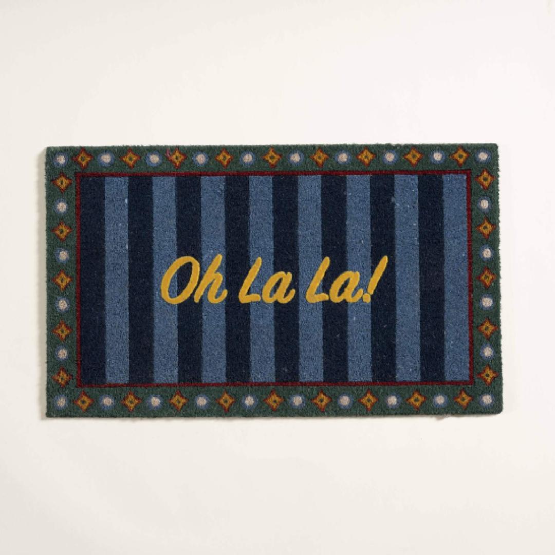 Kerala Hindistan Cevizi Lifi Kapı Önü Paspası 45x75 Cm Mavi