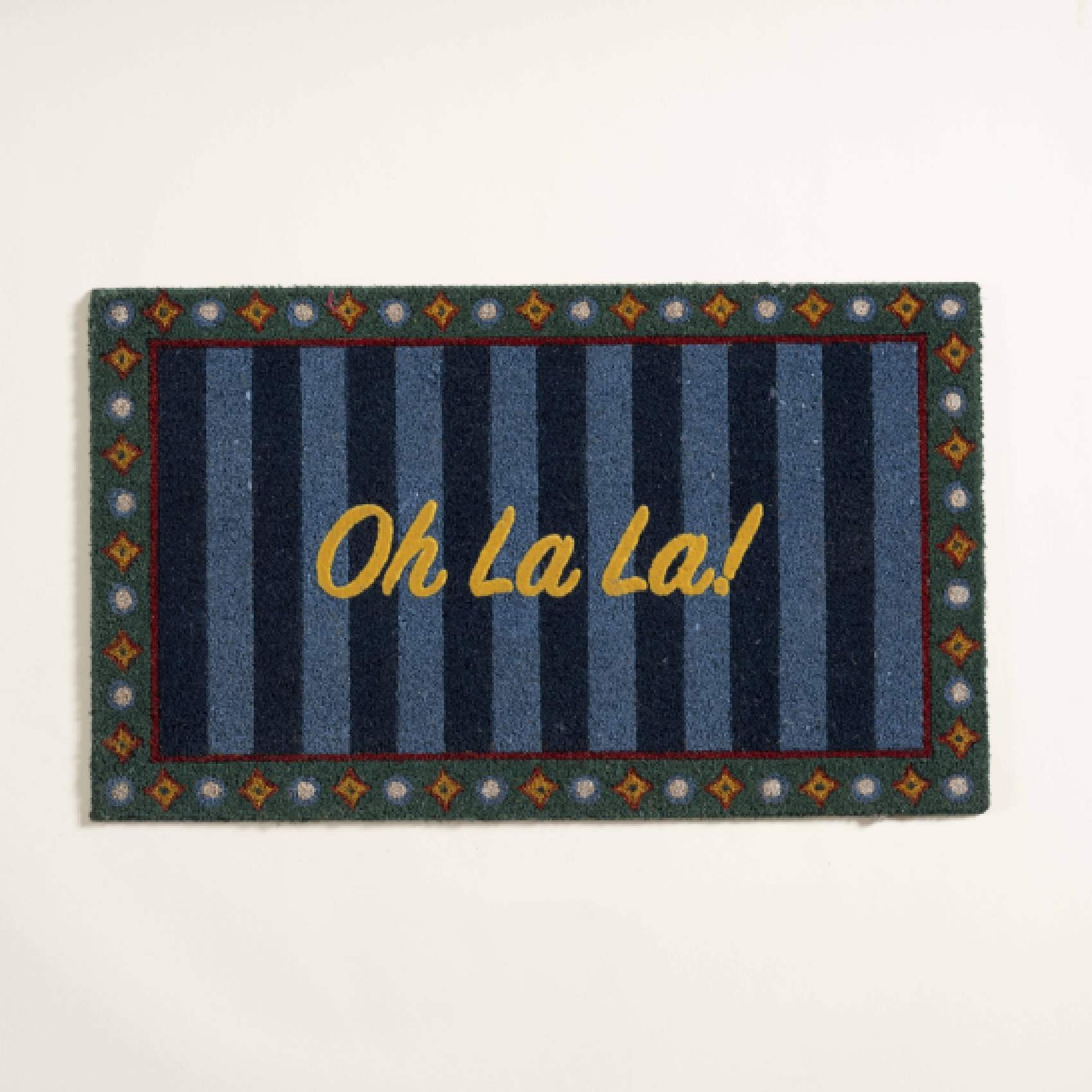 Kerala Hindistan Cevizi Lifi Kapı Önü Paspası 45x75 Cm Mavi