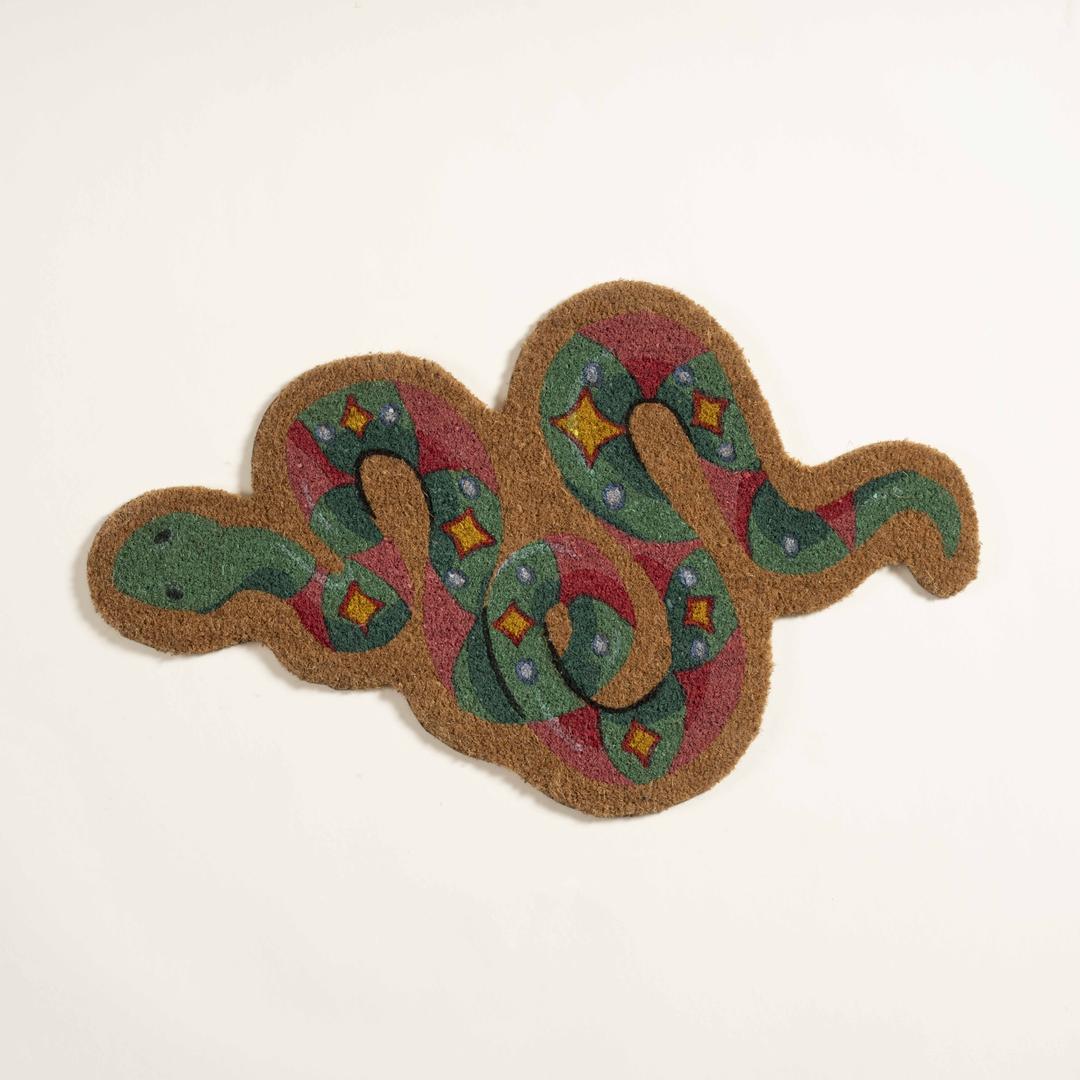 Kerala Şekil Hindistan Cevizi Lifi Kapı Önü Paspası 45x75 Cm Yeşil