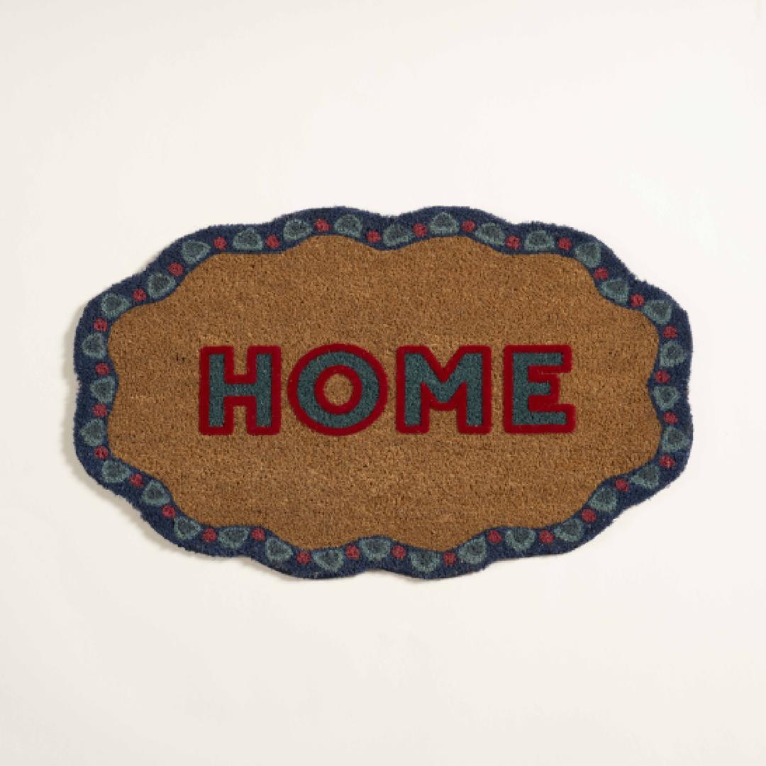 Kerala Oval Hindistan Cevizi Lifi Kapı Önü Paspası 45x75 Cm Mavi