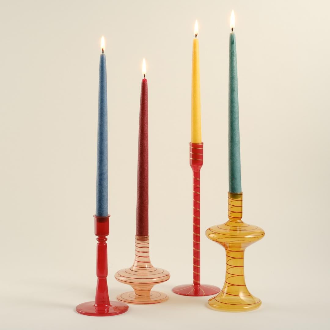 1 Cam Şamdan 8.75x8.75x25 Cm Renkli