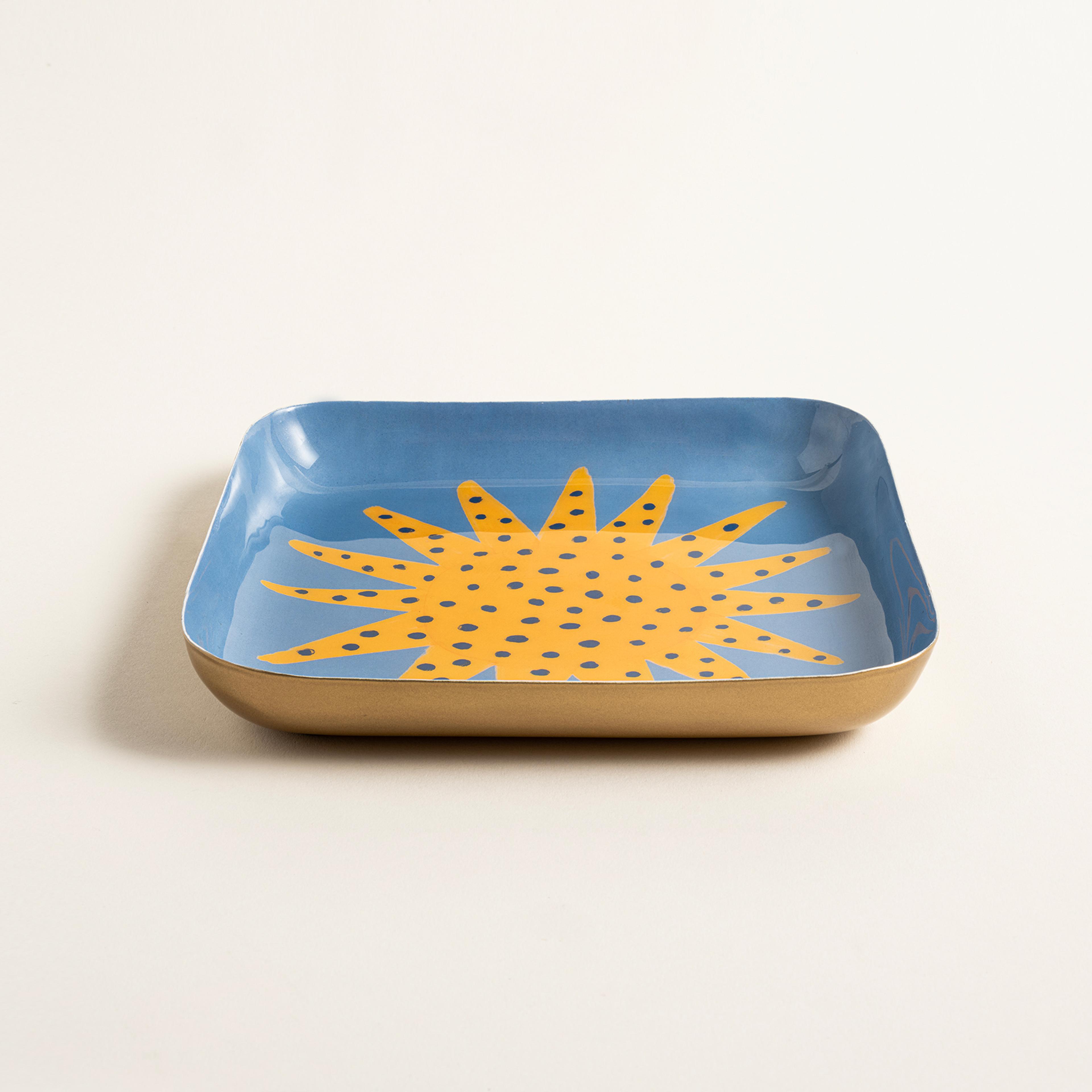 Nanpur Metal Dekoratif Tepsi 19x19x2.54 Mavi