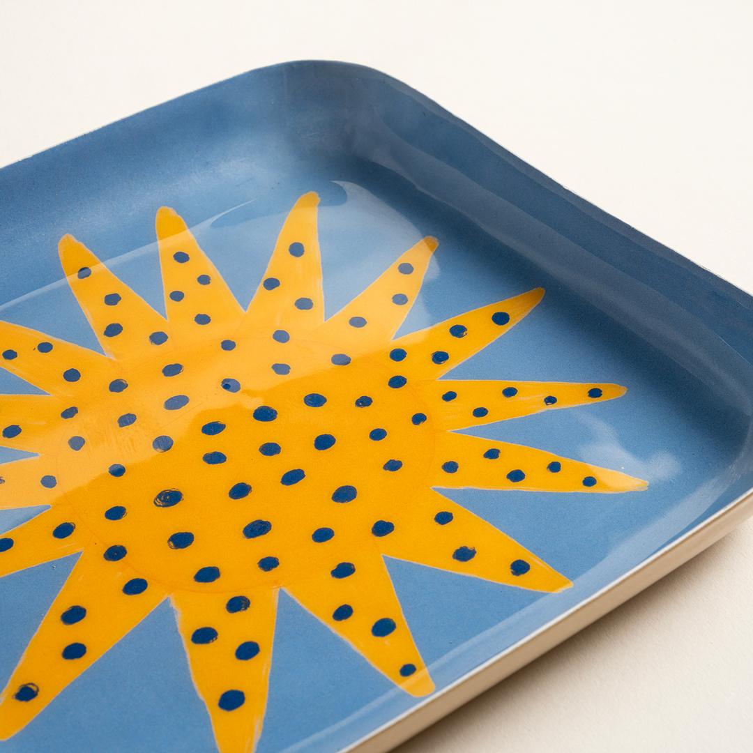 Nanpur Metal Dekoratif Tepsi 19x19x2.54 Mavi