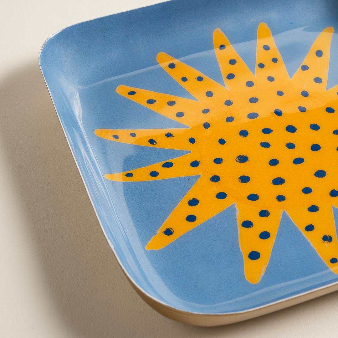 Nanpur Metal Dekoratif Tepsi 19x19x2.54 Mavi