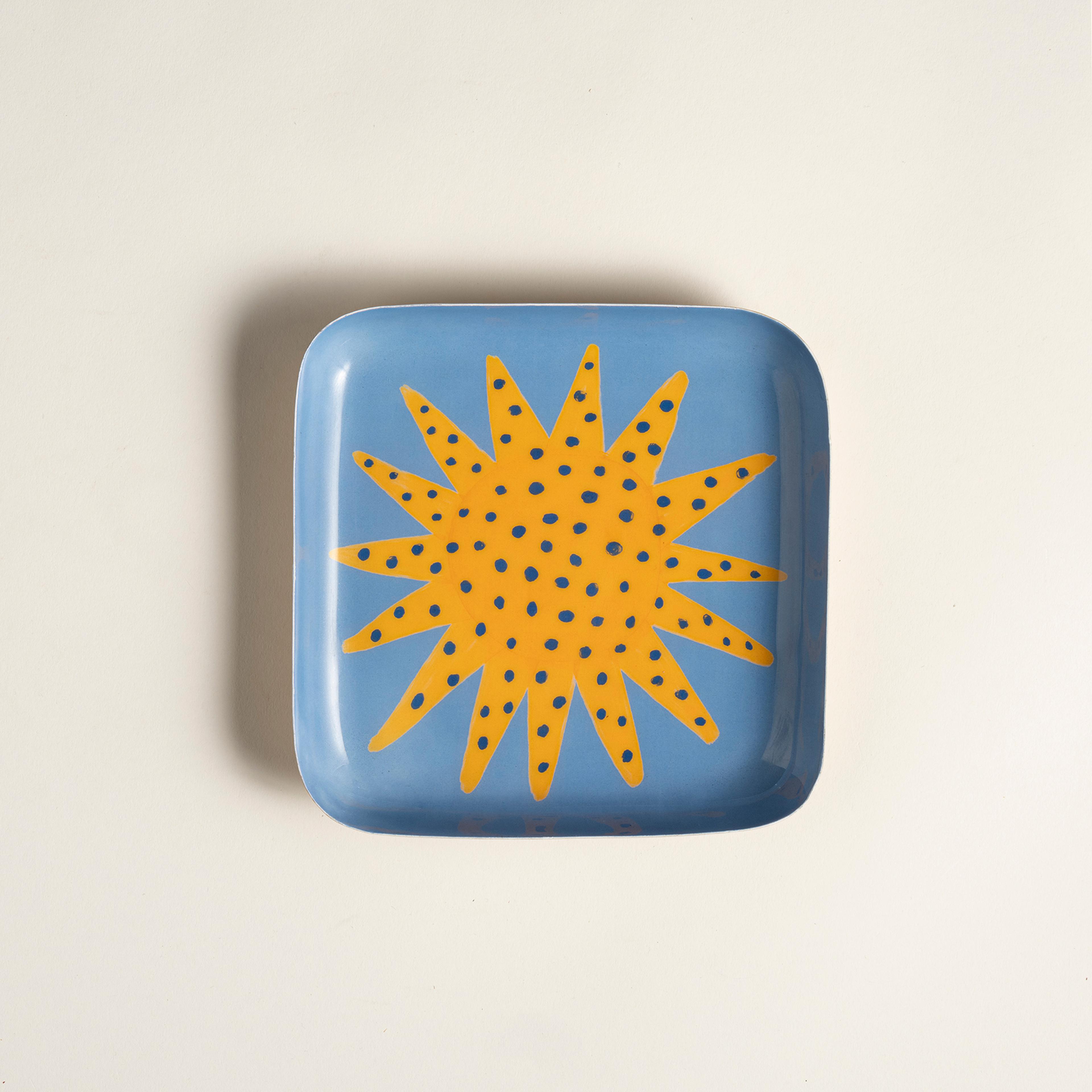 Nanpur Metal Dekoratif Tepsi 19x19x2.54 Mavi