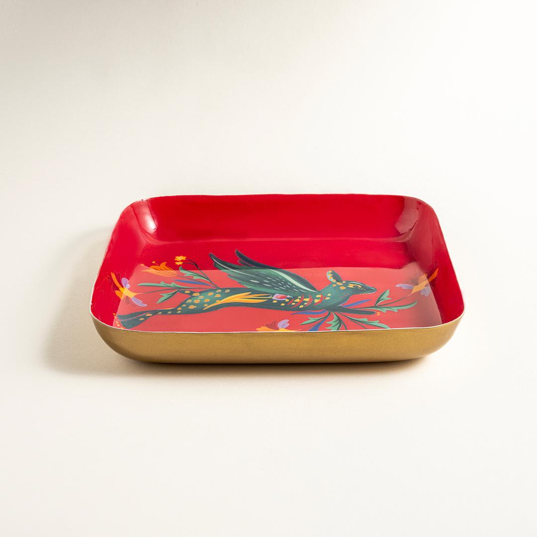 Nanpur Metal Dekoratif Tepsi 19x19x2.54 Sumak