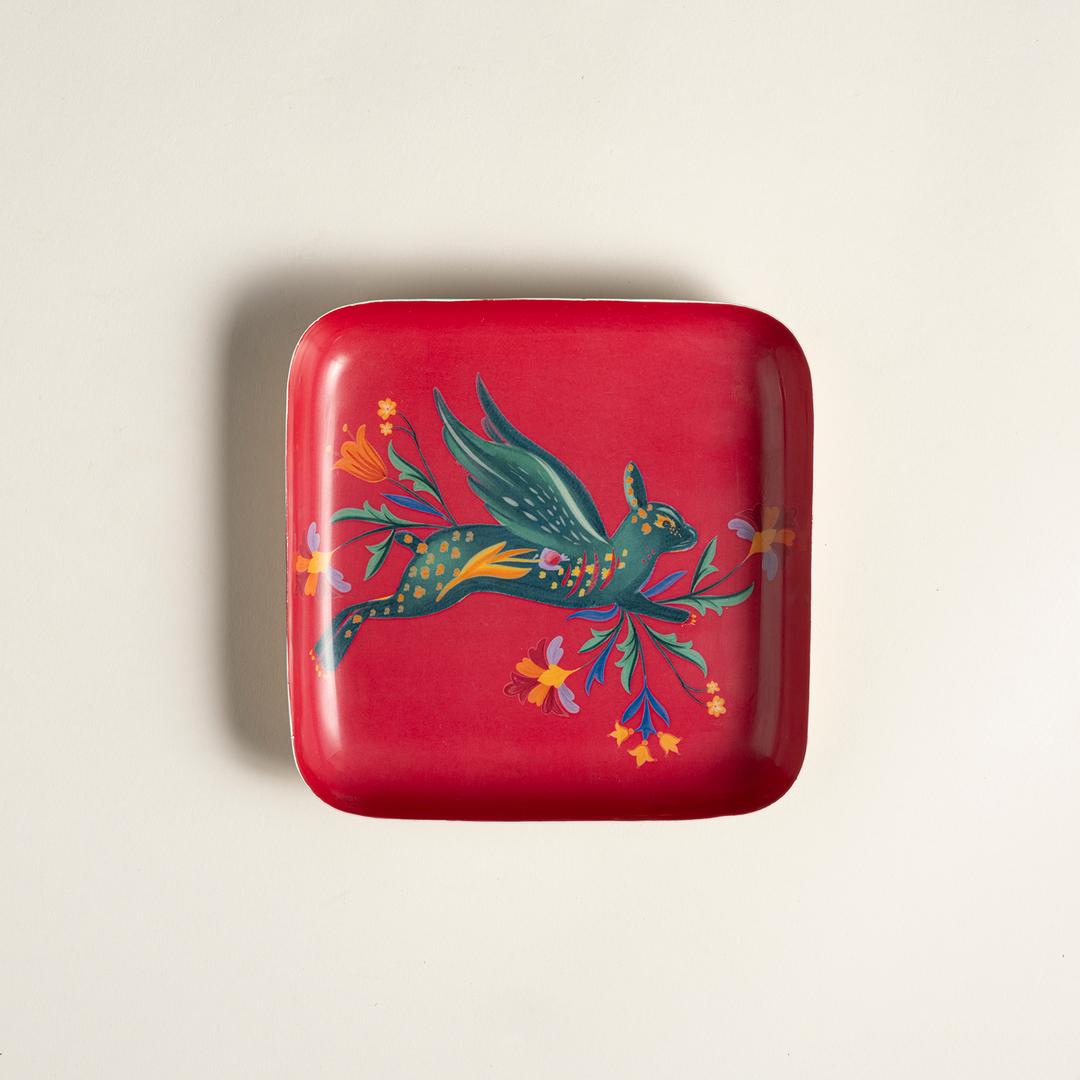 Nanpur Metal Dekoratif Tepsi 19x19x2.54 Sumak