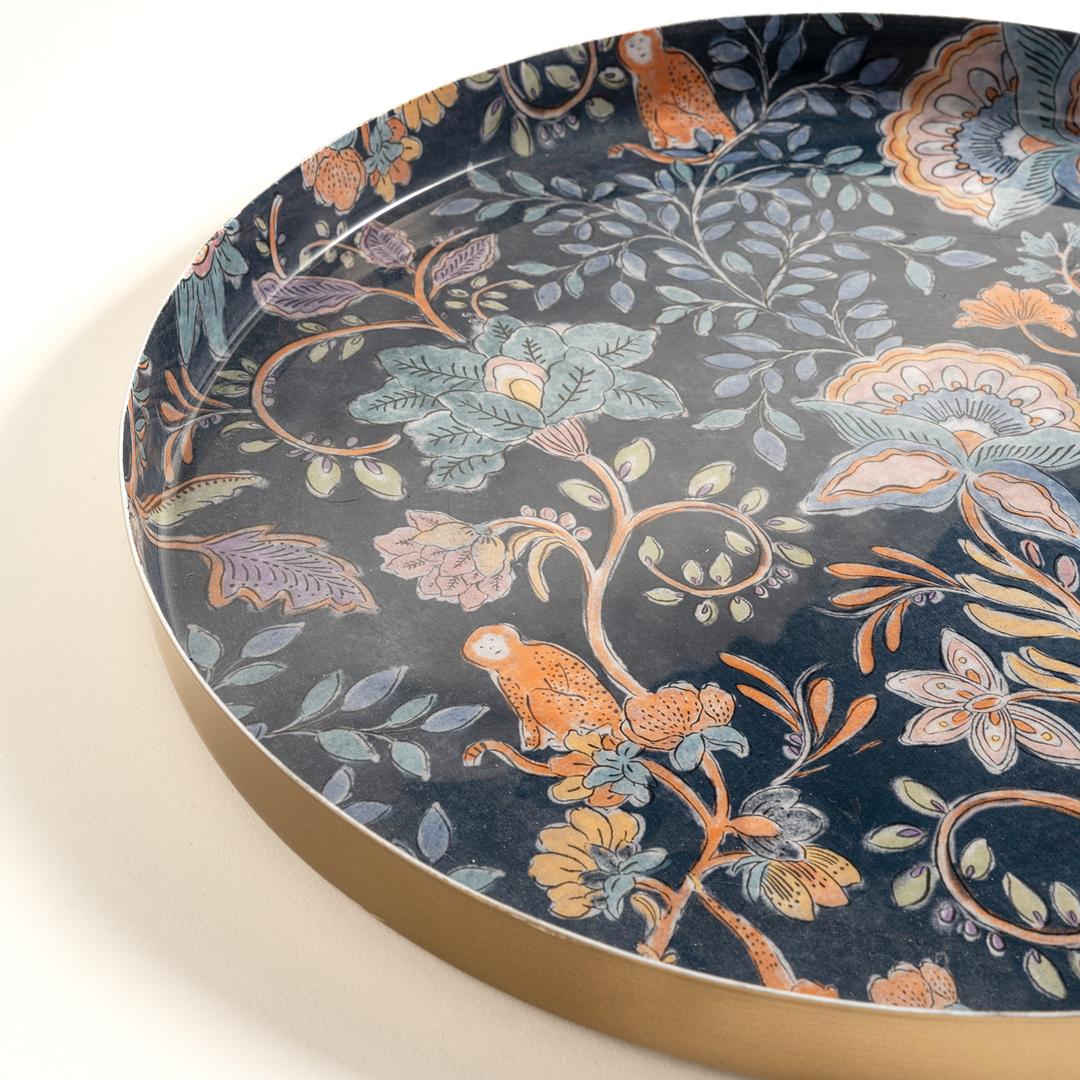 Nanpur Metal Dekoratif Tepsi 30.5x30.5x2.54 Lacivert