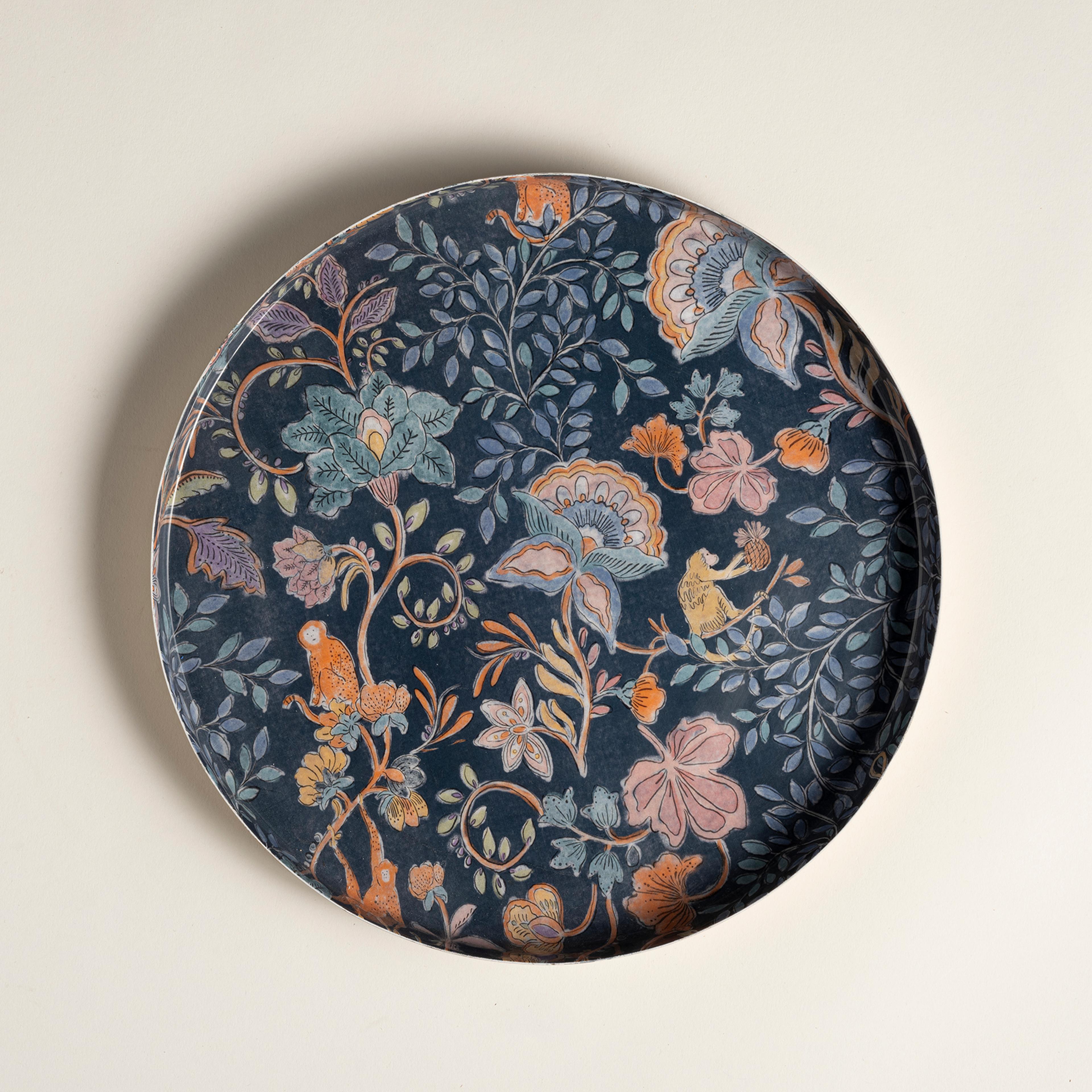 Nanpur Metal Dekoratif Tepsi 30.5x30.5x2.54 Lacivert