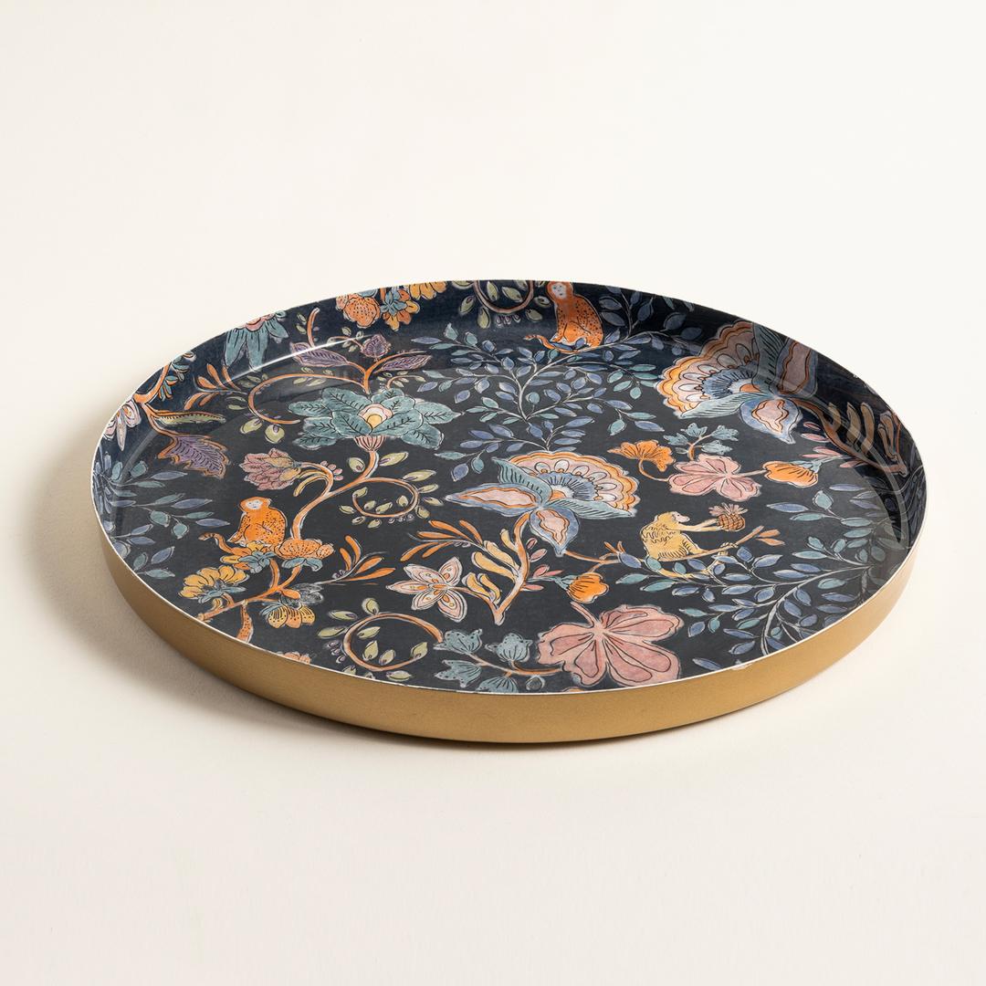 Nanpur Metal Dekoratif Tepsi 30.5x30.5x2.54 Lacivert