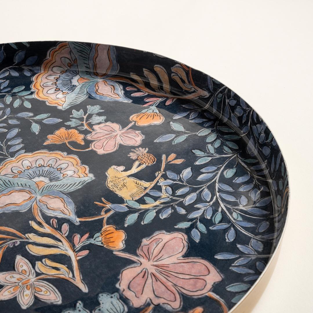 Nanpur Metal Dekoratif Tepsi 30.5x30.5x2.54 Lacivert