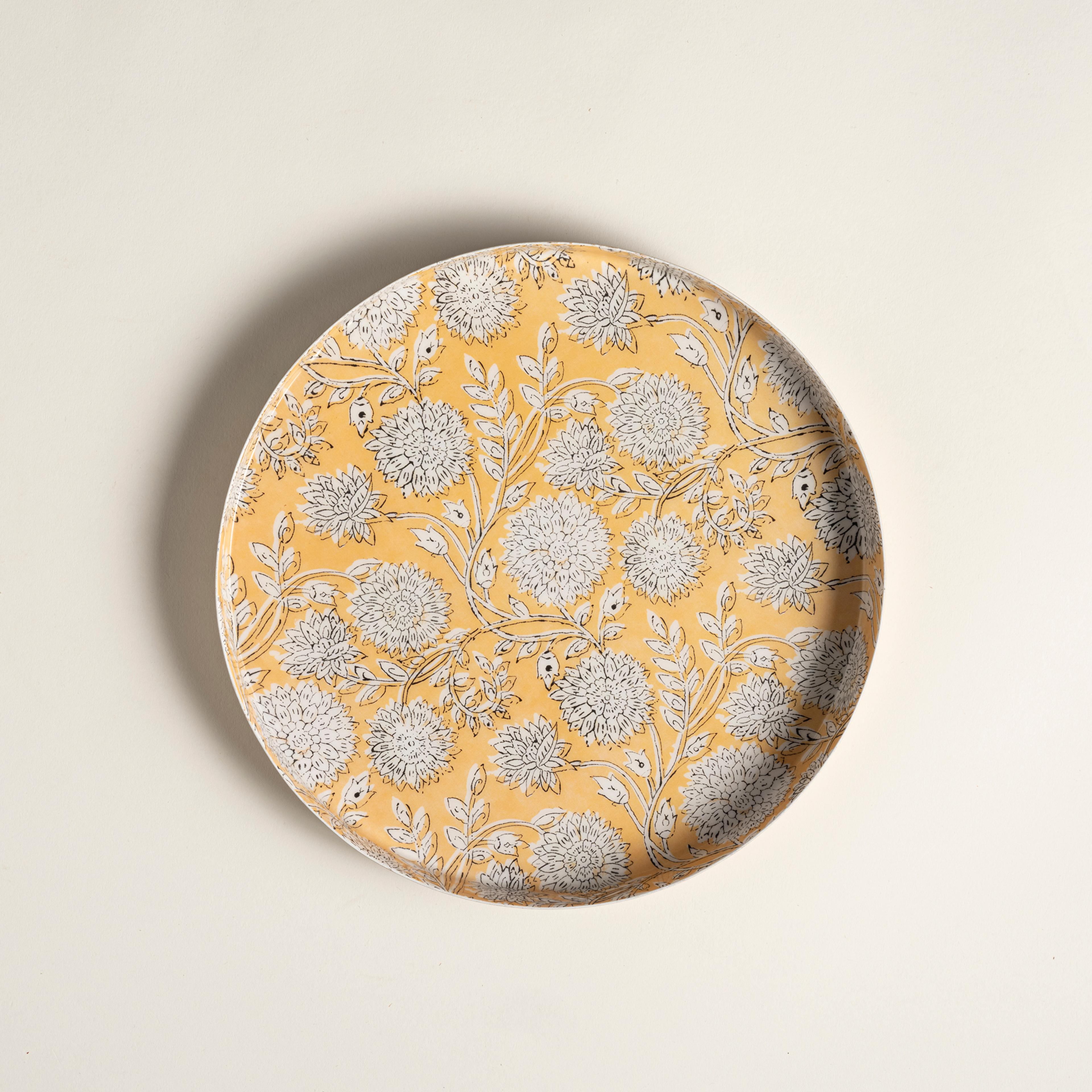 Nanpur Metal Dekoratif Tepsi 25.5x25.5x2.54 Sarı