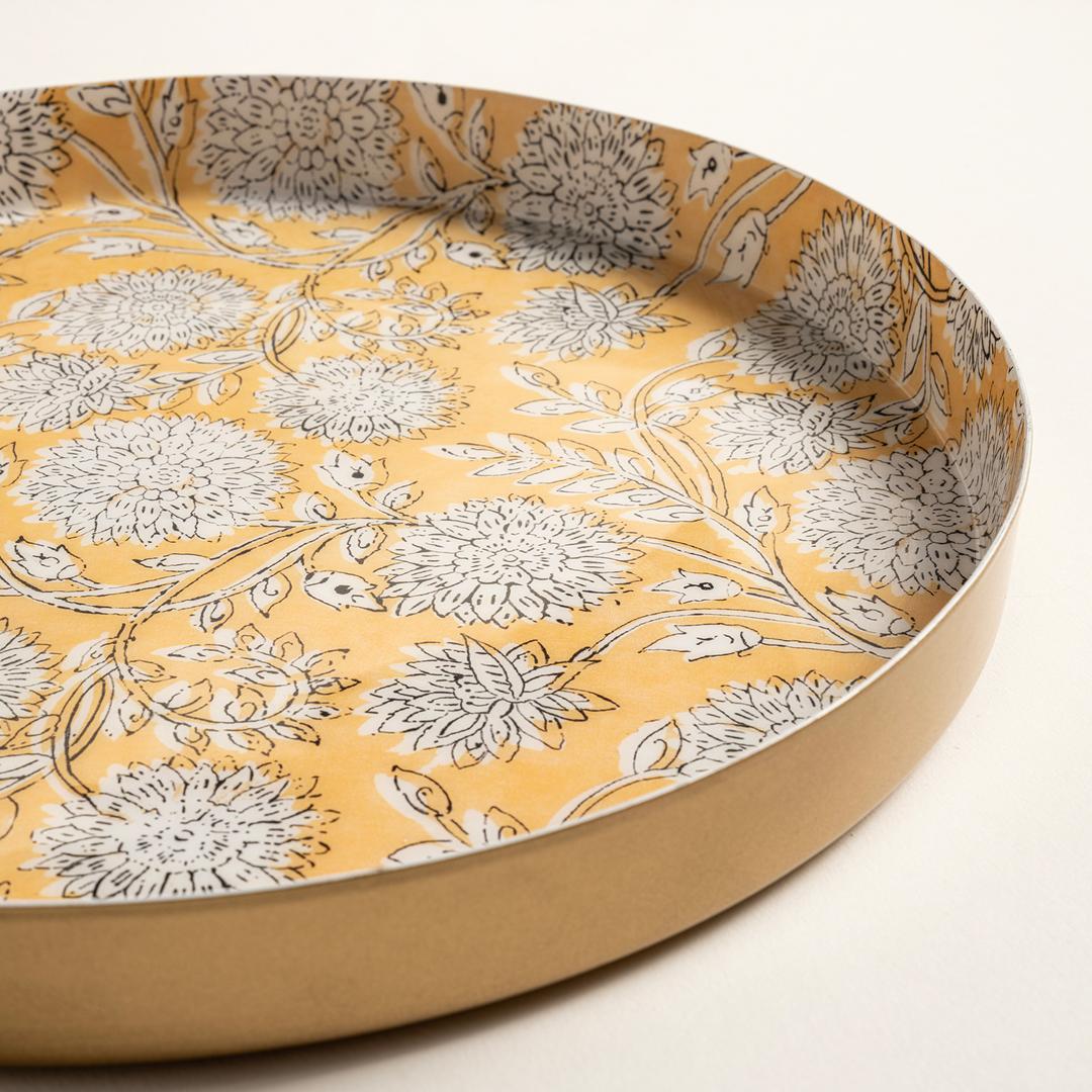 Nanpur Metal Dekoratif Tepsi 25.5x25.5x2.54 Sarı