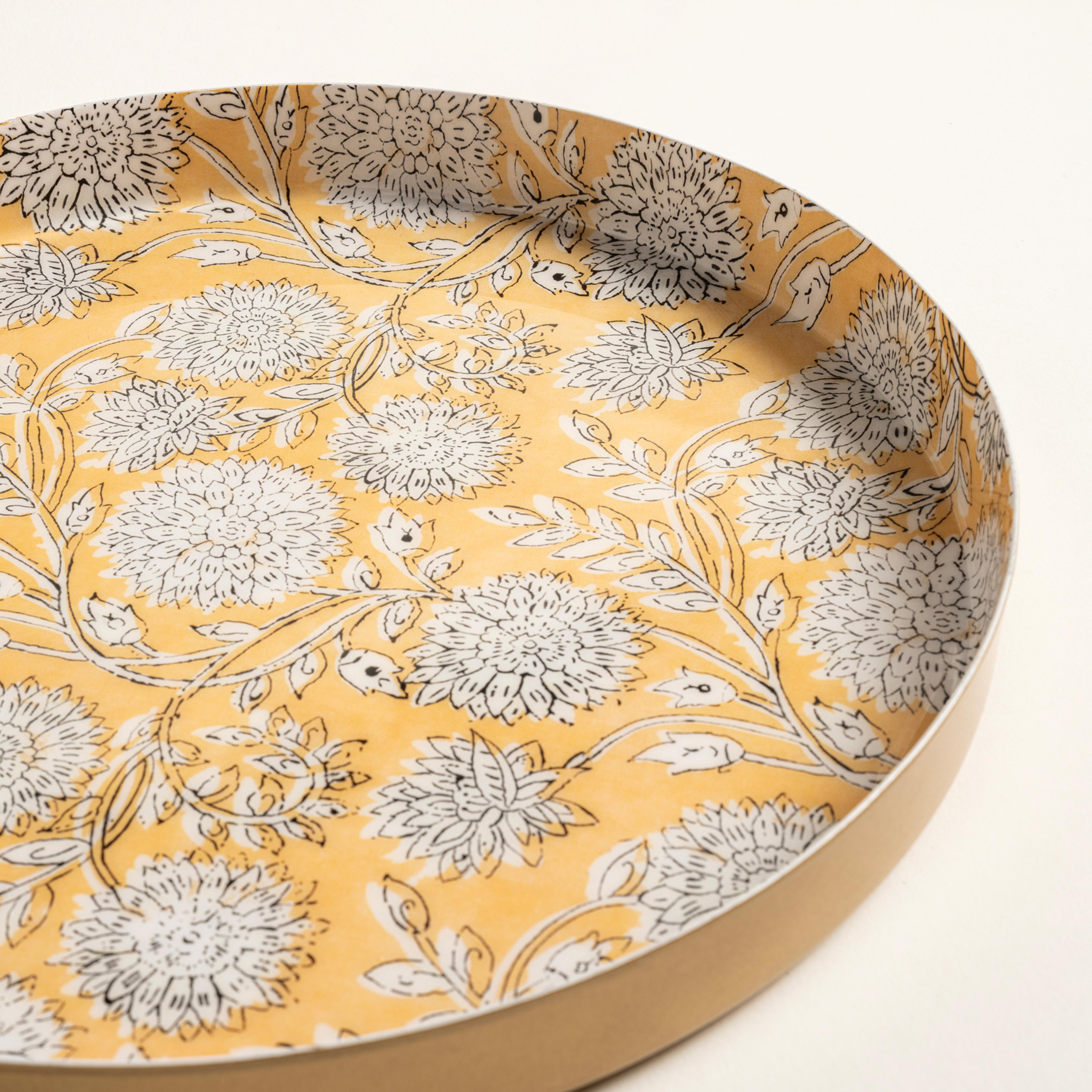 Nanpur Metal Dekoratif Tepsi 25.5x25.5x2.54 Sarı