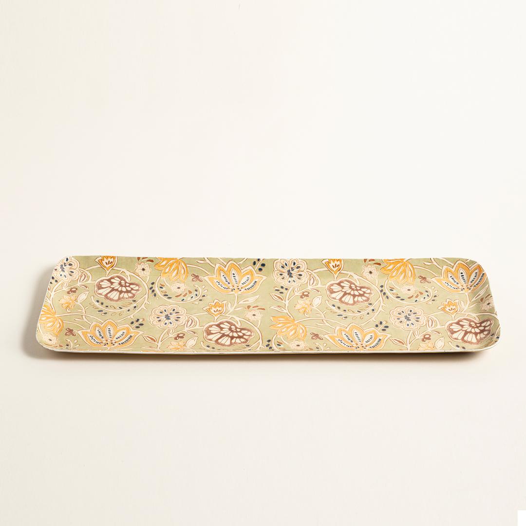 Nanpur Metal Dekoratif Tepsi 47x16.5x1.9 Cm Sarı