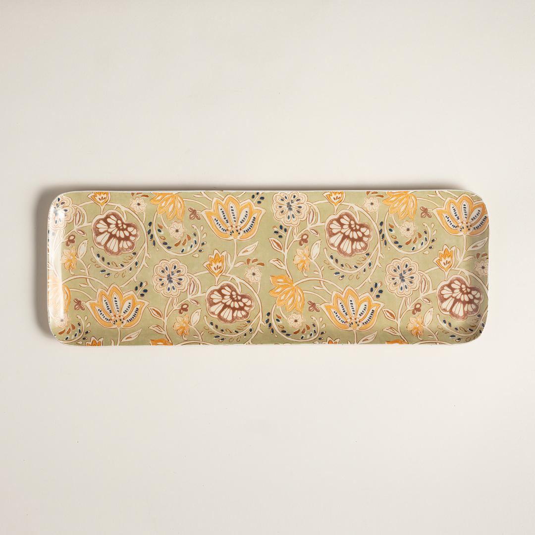 Nanpur Metal Dekoratif Tepsi 47x16.5x1.9 Cm Sarı