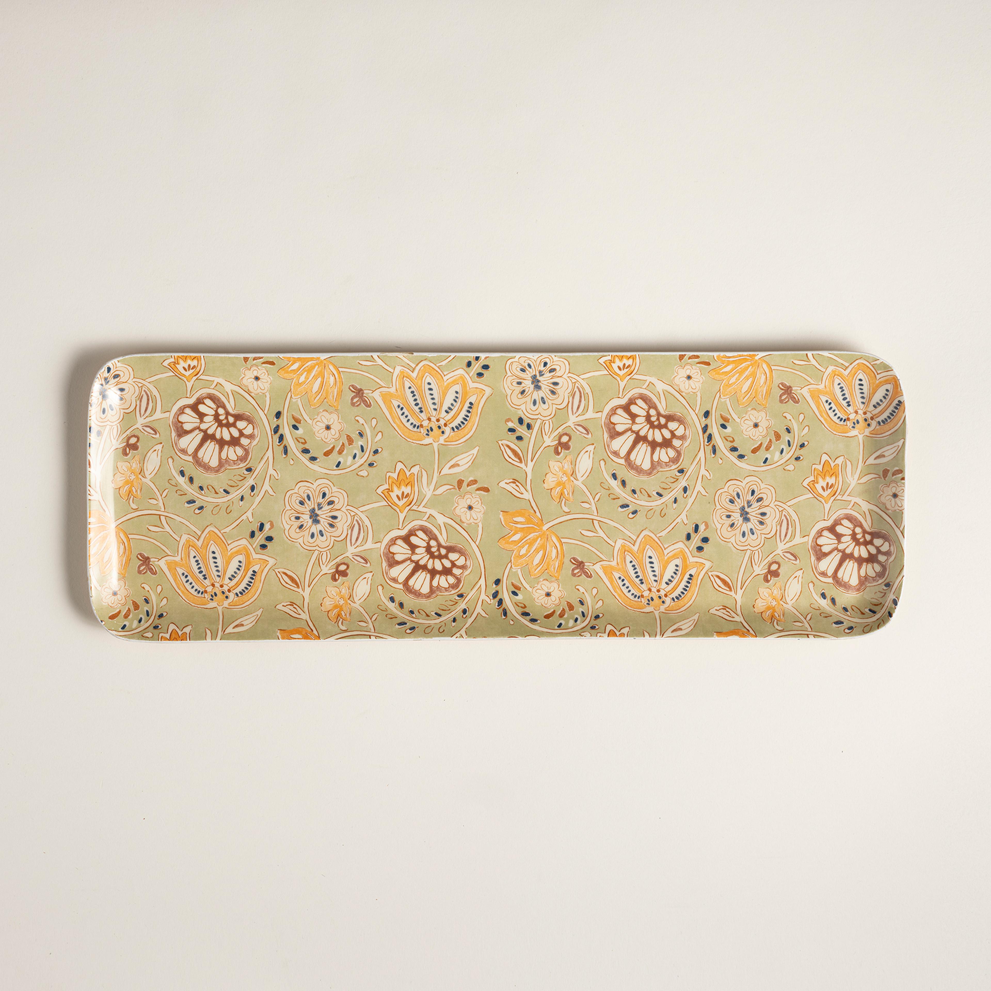 Nanpur Metal Dekoratif Tepsi 47x16.5x1.9 Cm Sarı