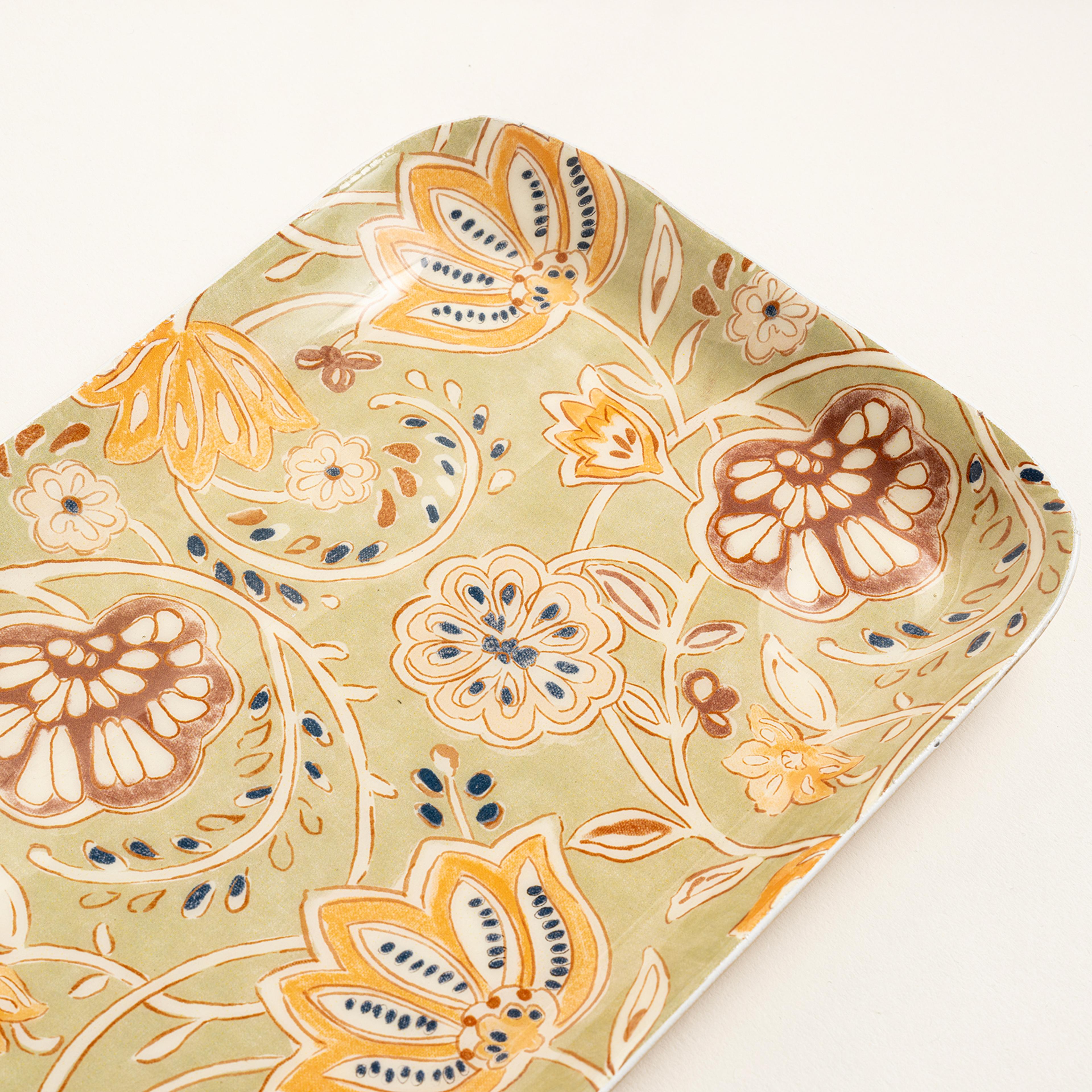 Nanpur Metal Dekoratif Tepsi 47x16.5x1.9 Cm Sarı