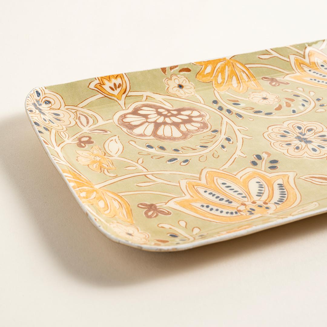 Nanpur Metal Dekoratif Tepsi 47x16.5x1.9 Cm Sarı