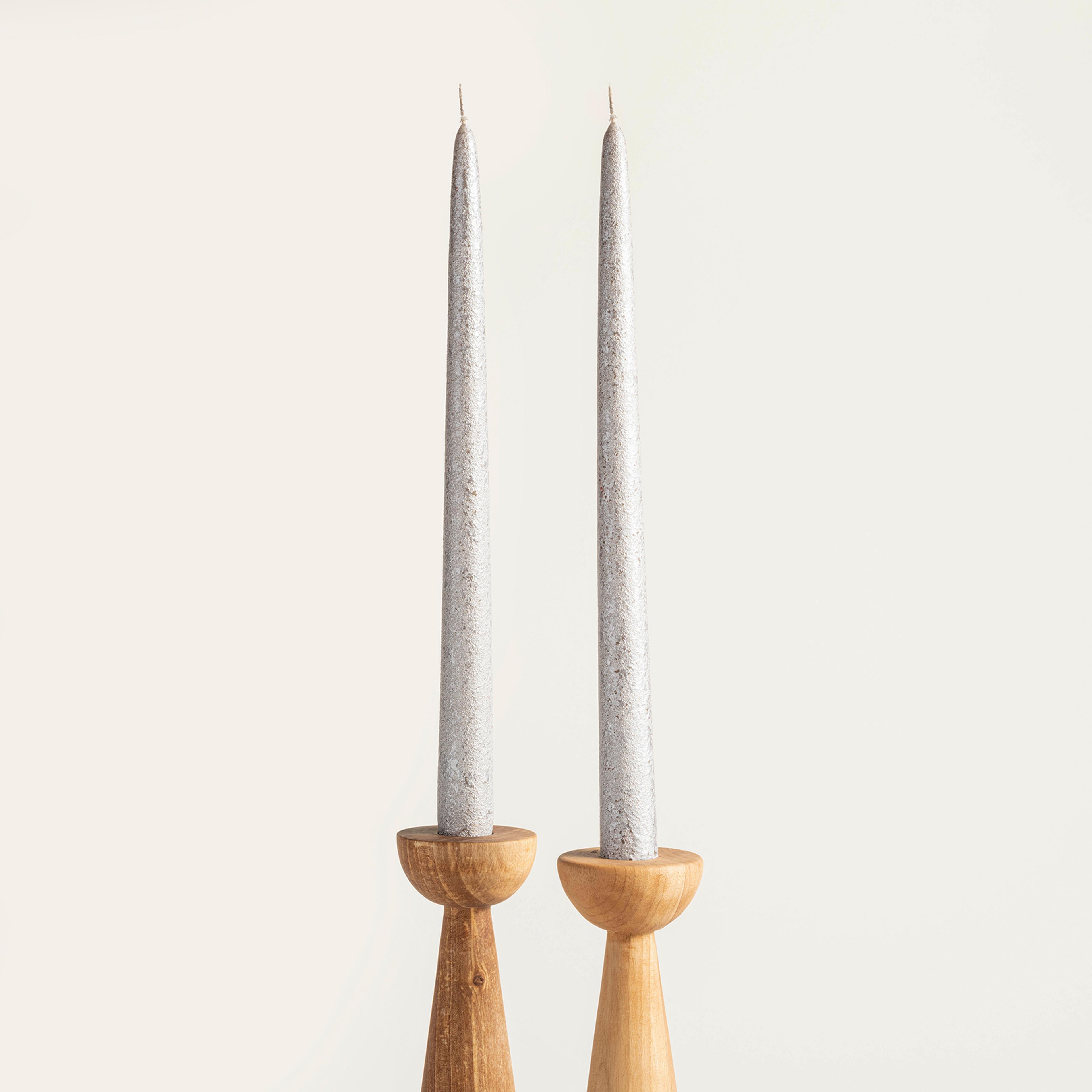 Deurne Parafın Mum 2.2x2.2x30 Cm Sılver