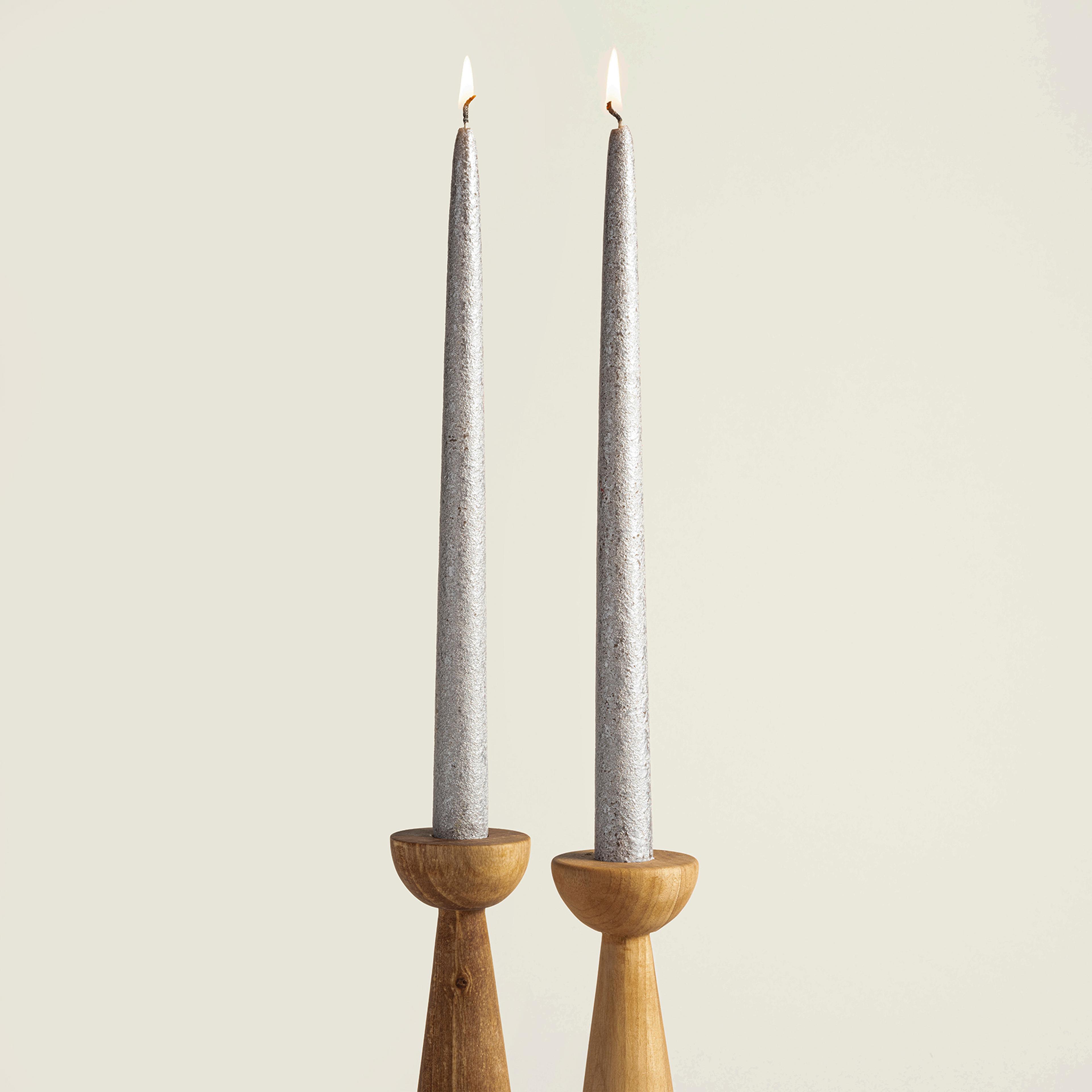 Deurne Parafın Mum 2.2x2.2x30 Cm Sılver