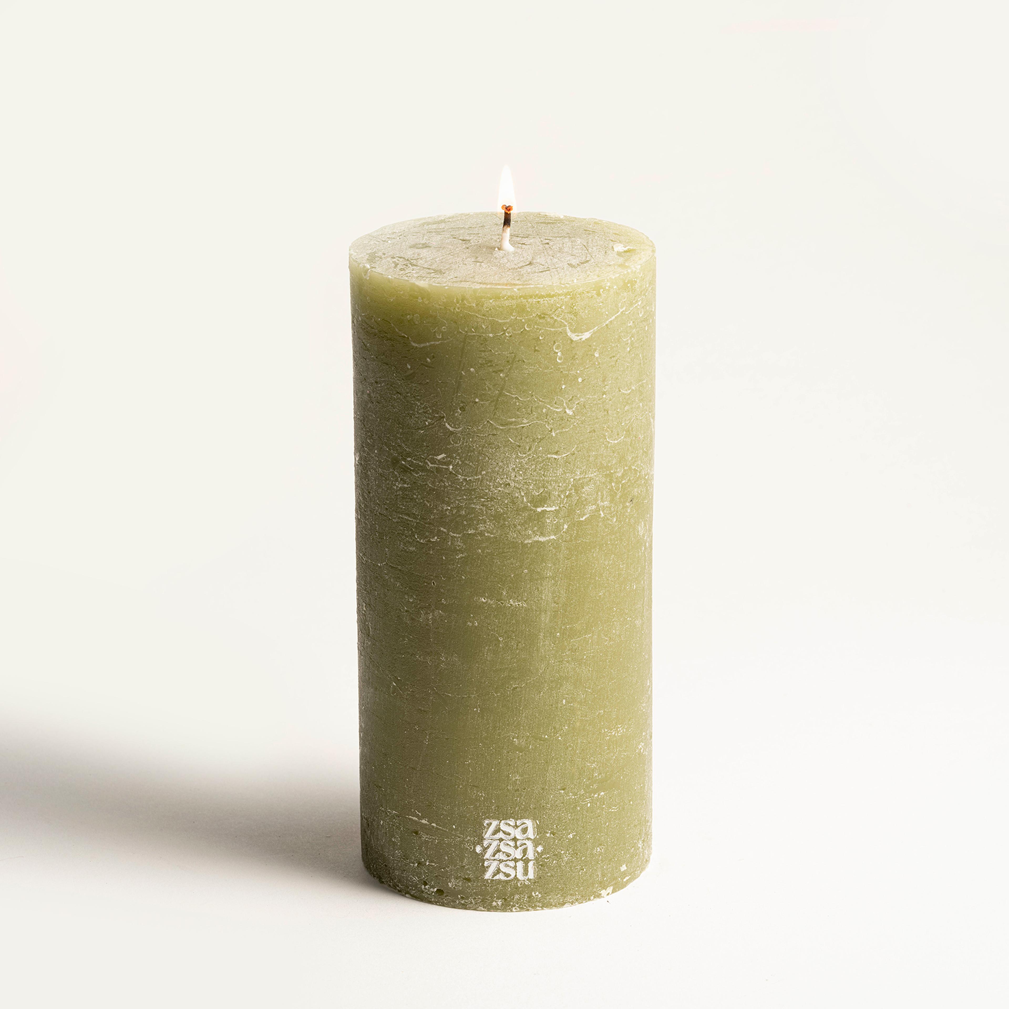 Deurne Parafın Mum 9x9x19 Cm Yeşil