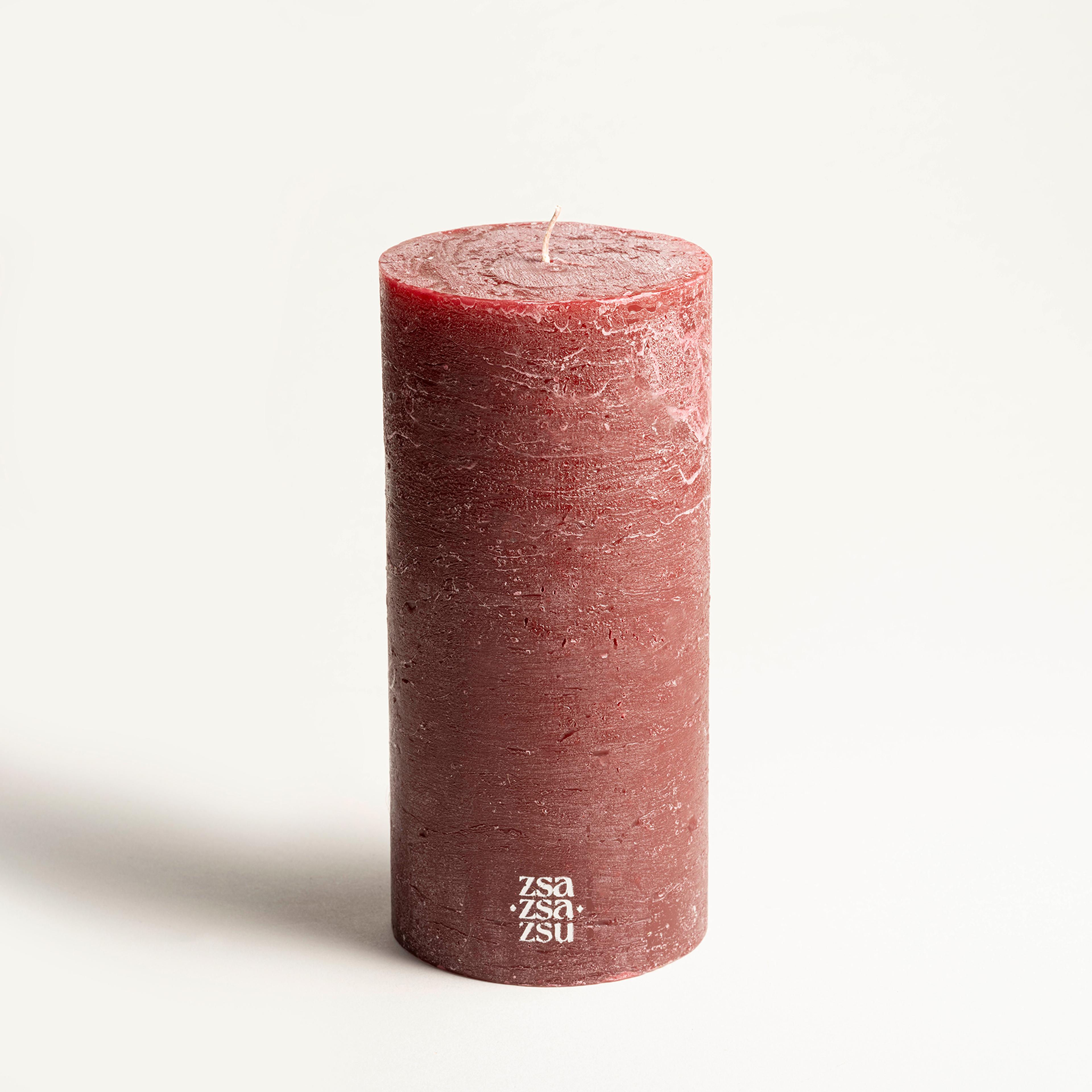 Deurne Parafın Mum 9x9x19 Cm Bordo