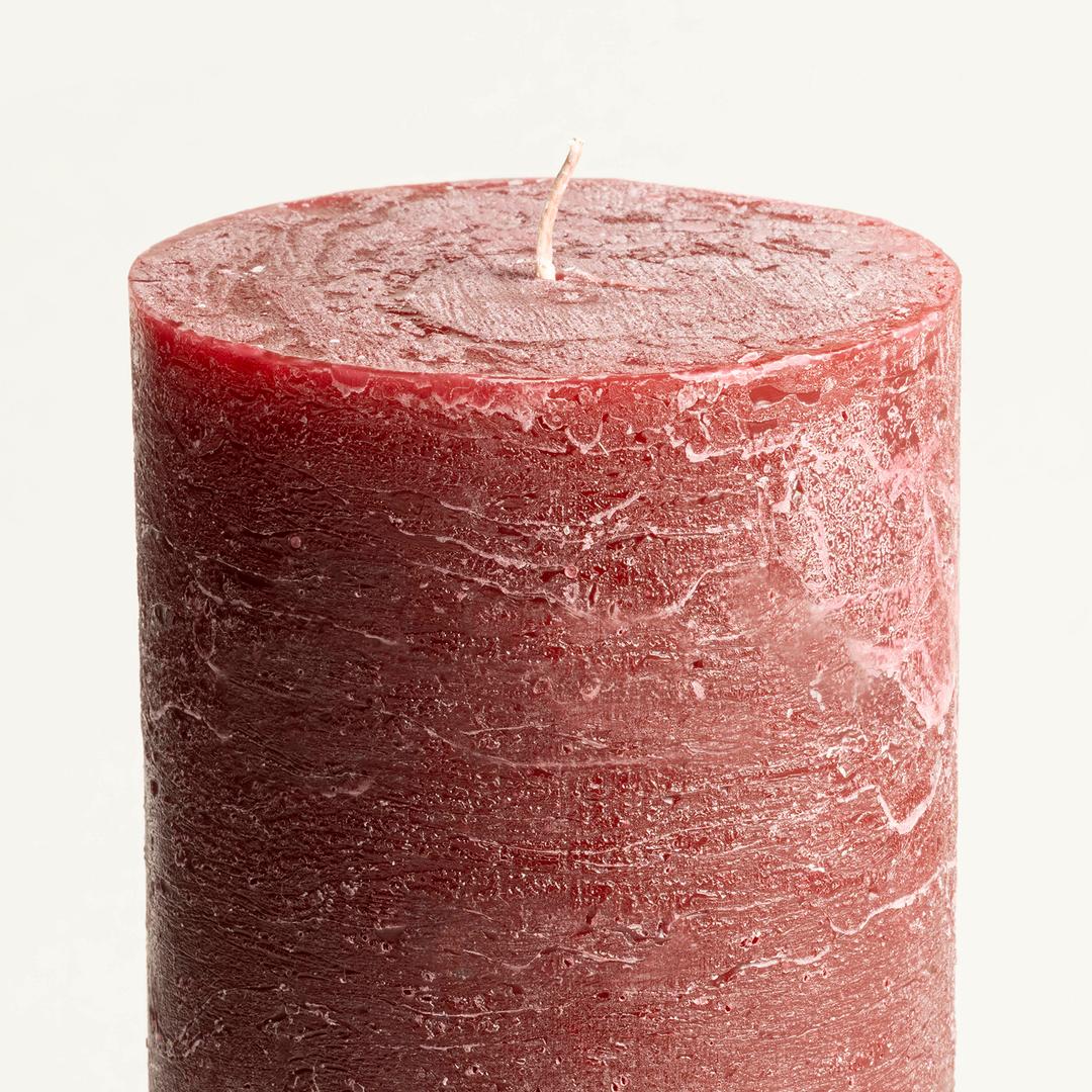 Deurne Parafın Mum 9x9x19 Cm Bordo