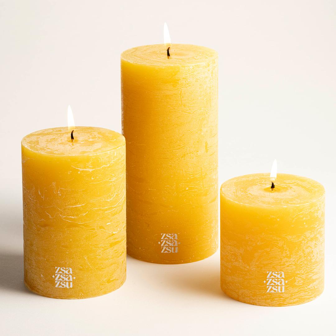 Deurne Parafın Mum 9x9x19 Cm Sarı