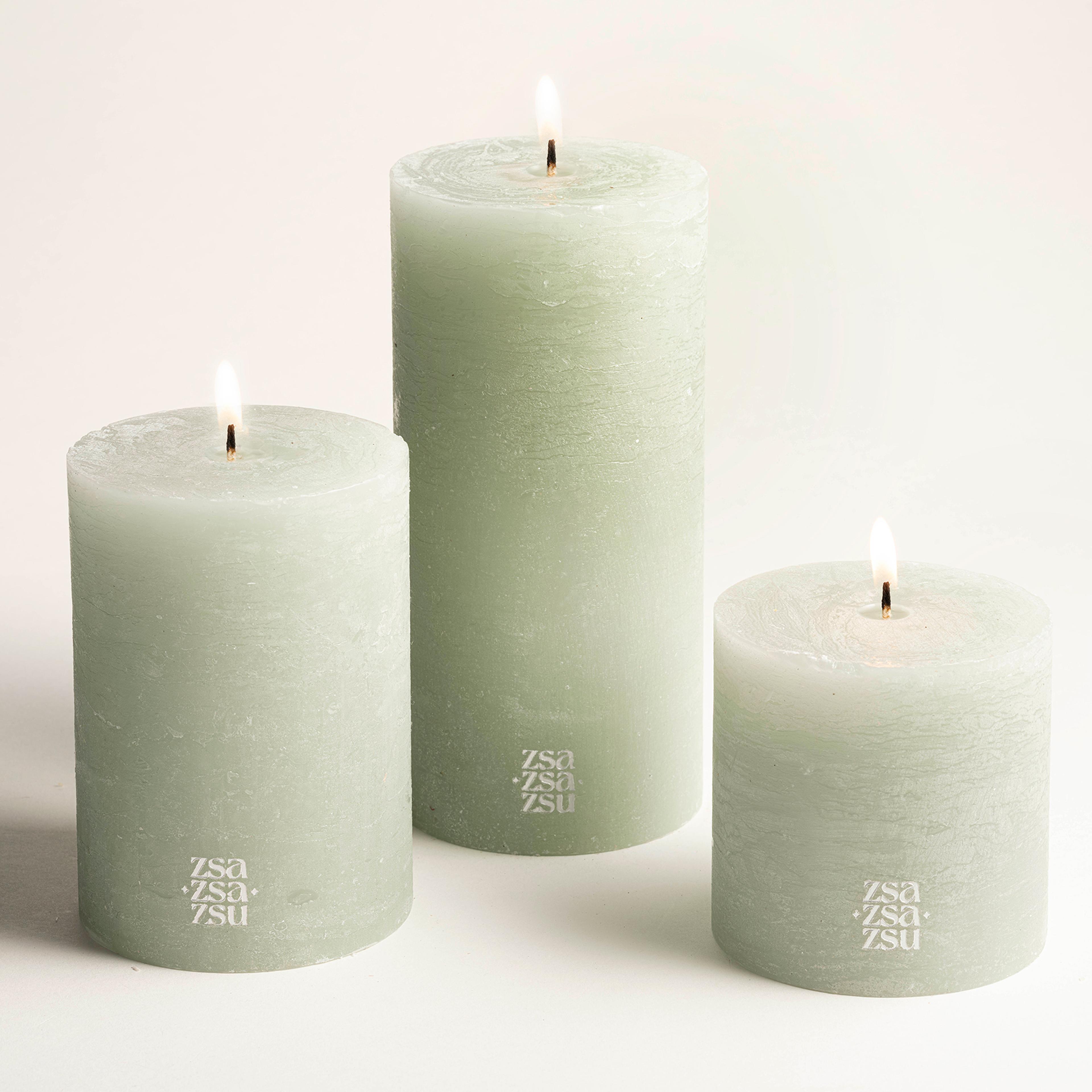 Deurne Parafın Mum 9x9x19 Cm Aqua