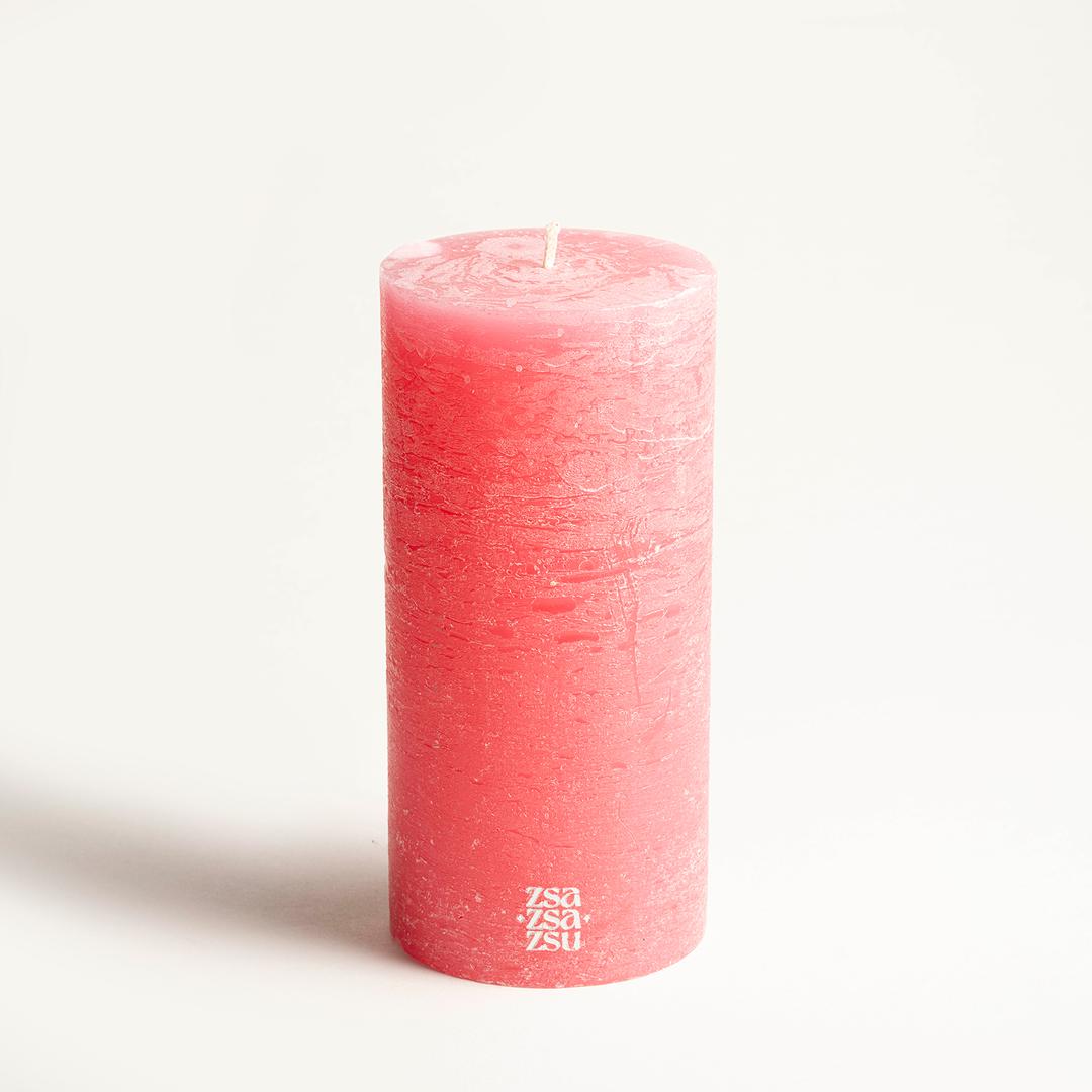 Deurne Parafın Mum 9x9x19 Cm Pembe