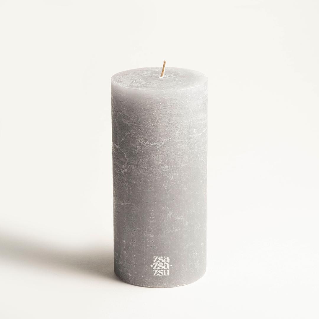 Deurne Parafın Mum 9x9x19 Cm Gri