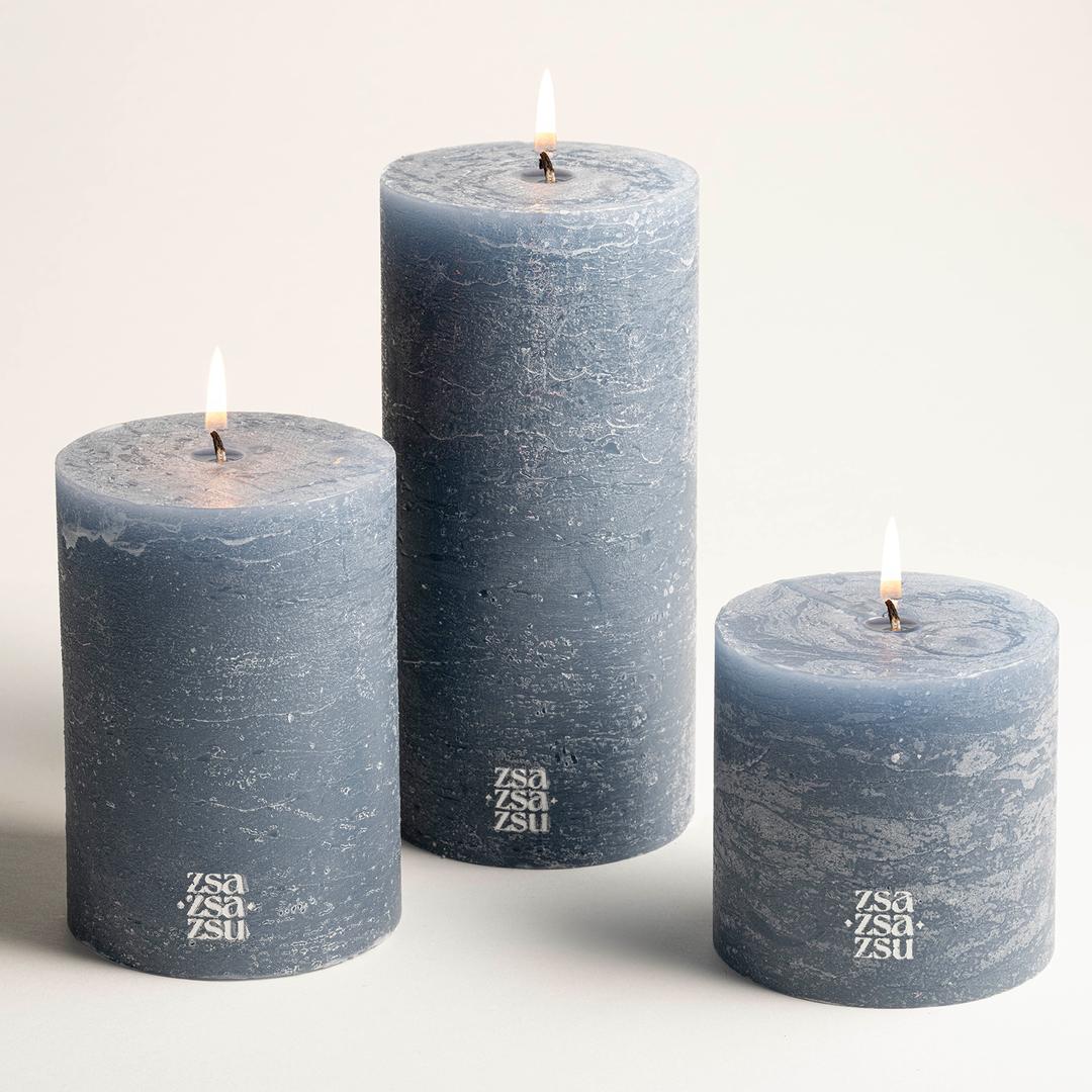 Deurne Parafın Mum 9x9x13 Cm Mavi