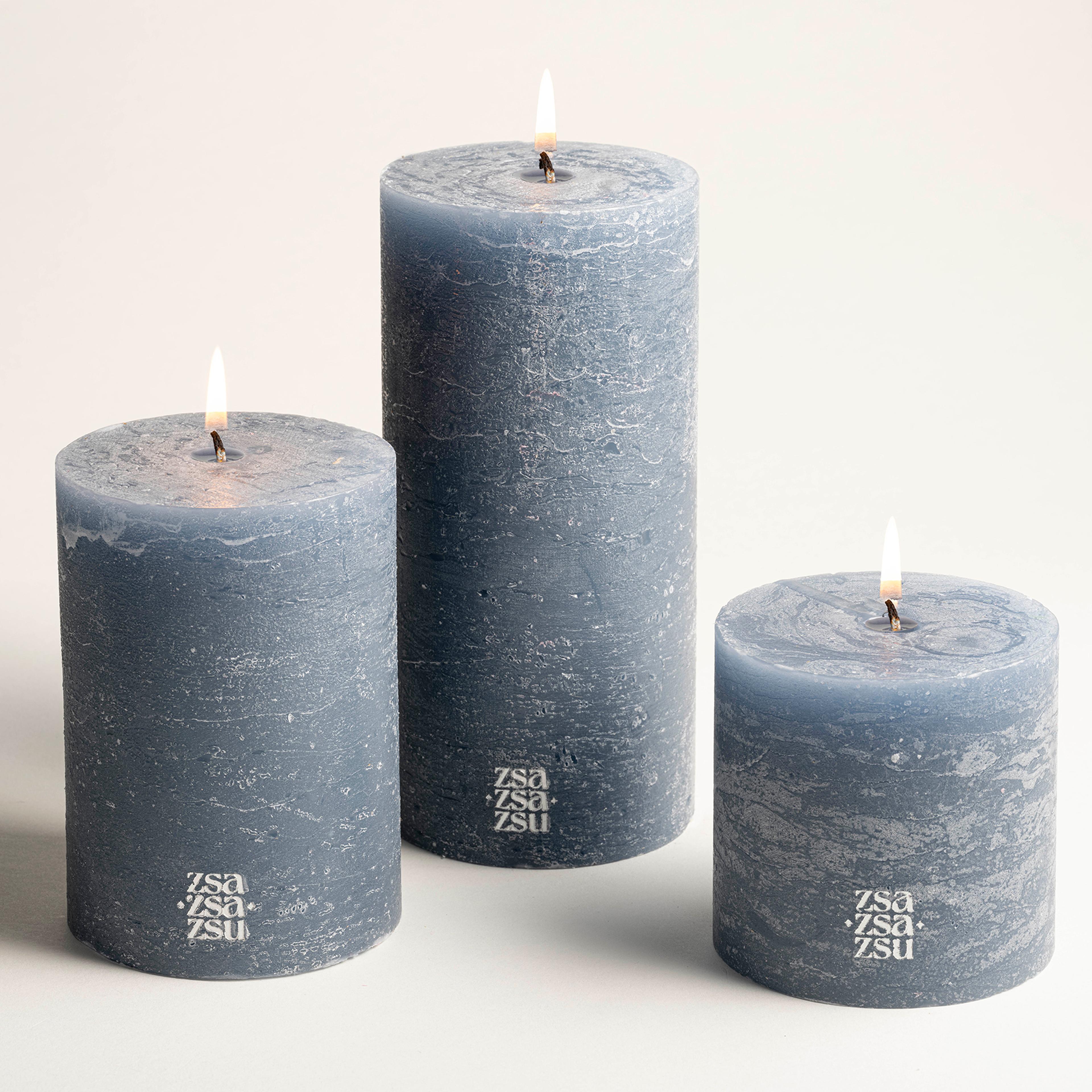 Deurne Parafın Mum 9x9x13 Cm Mavi