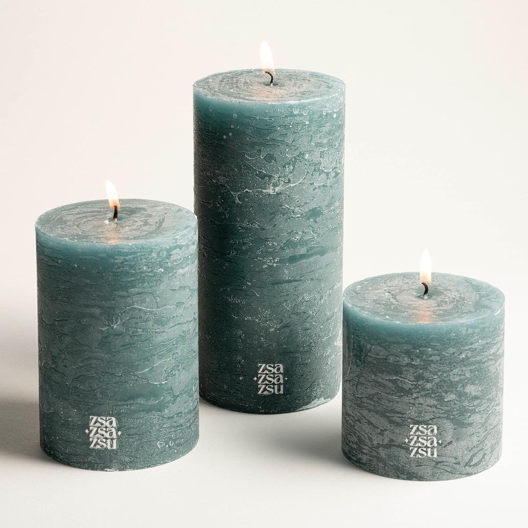 Deurne Parafın Mum 9x9x13 Cm Petrol