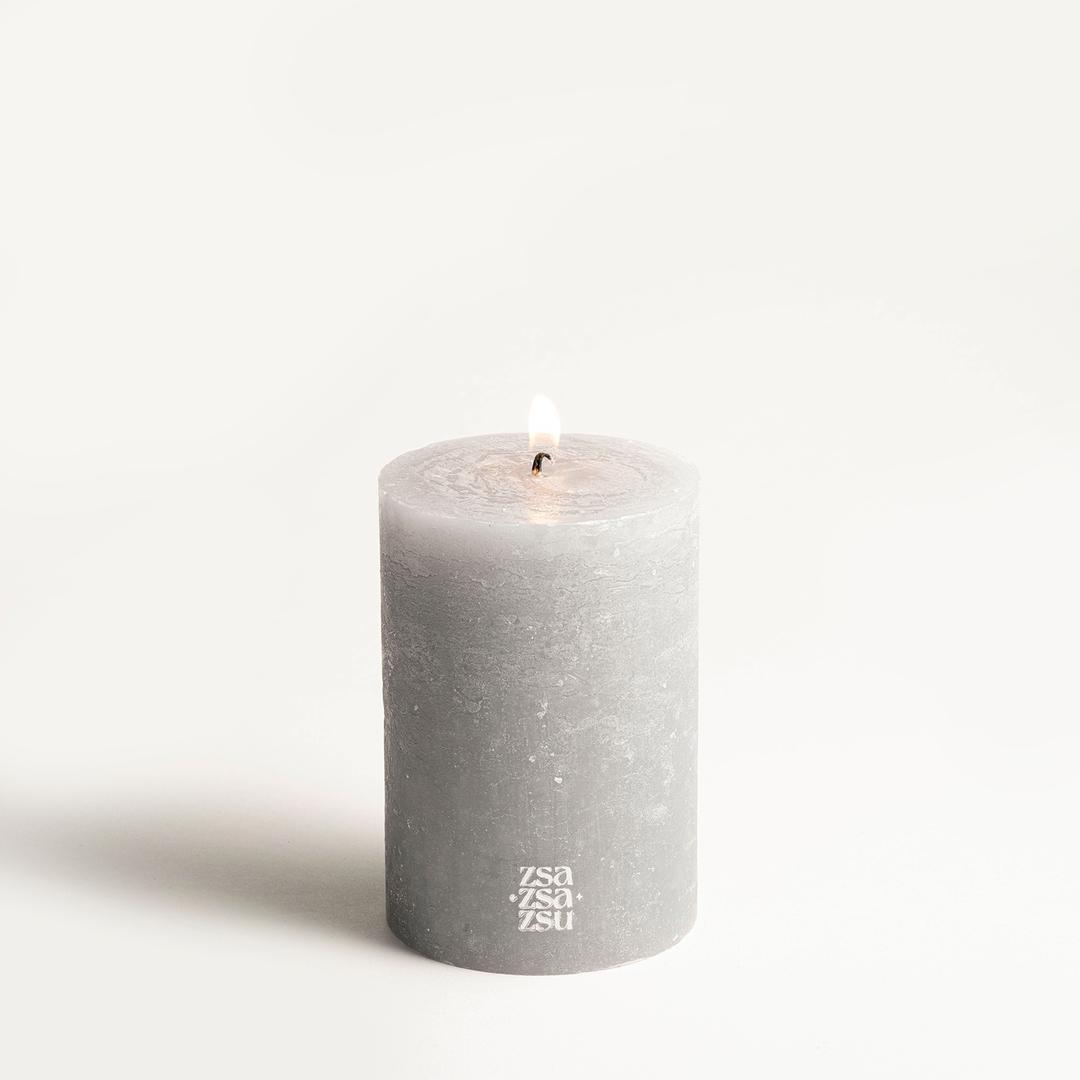 Deurne Parafın Mum 9x9x13 Cm Gri