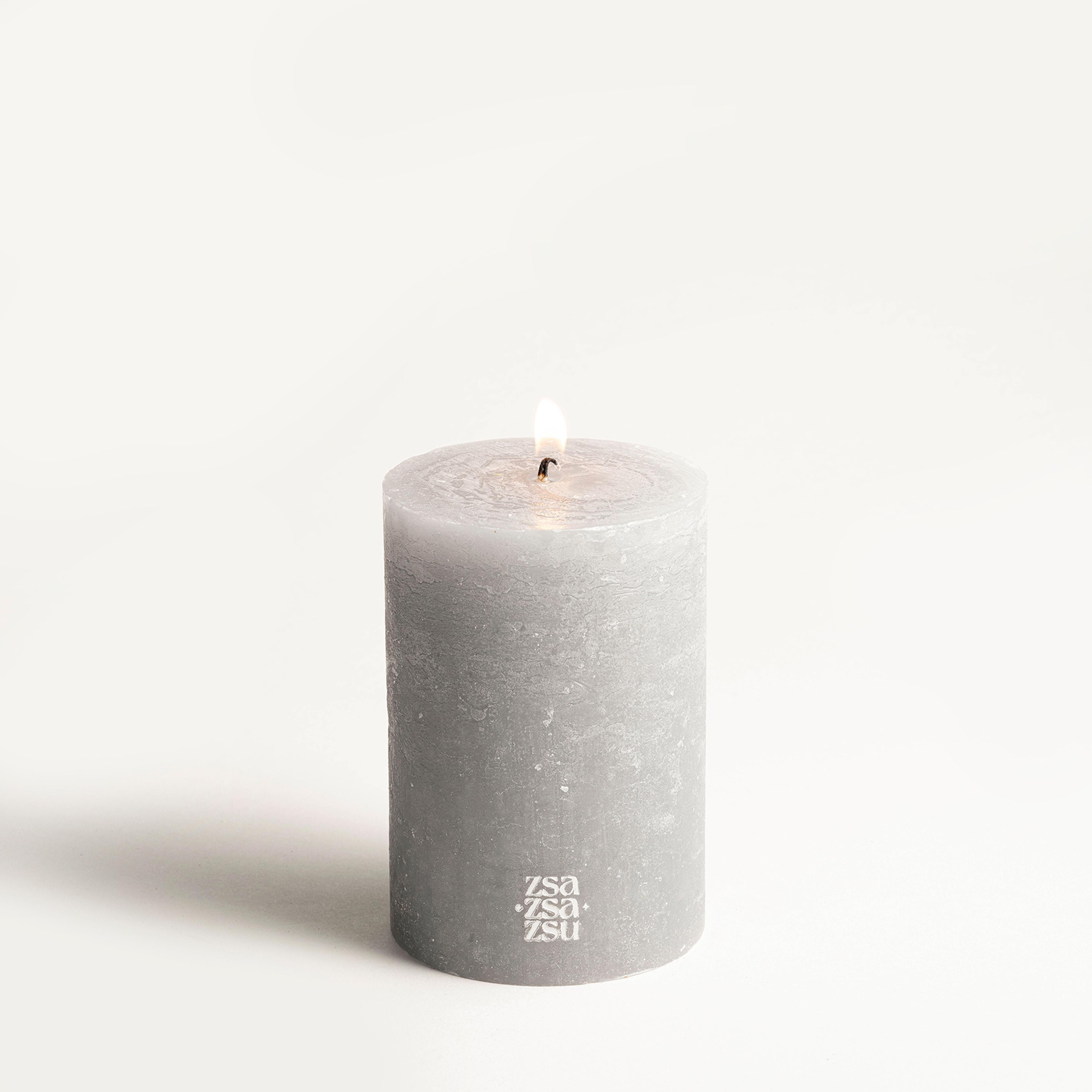 Deurne Parafın Mum 9x9x13 Cm Gri