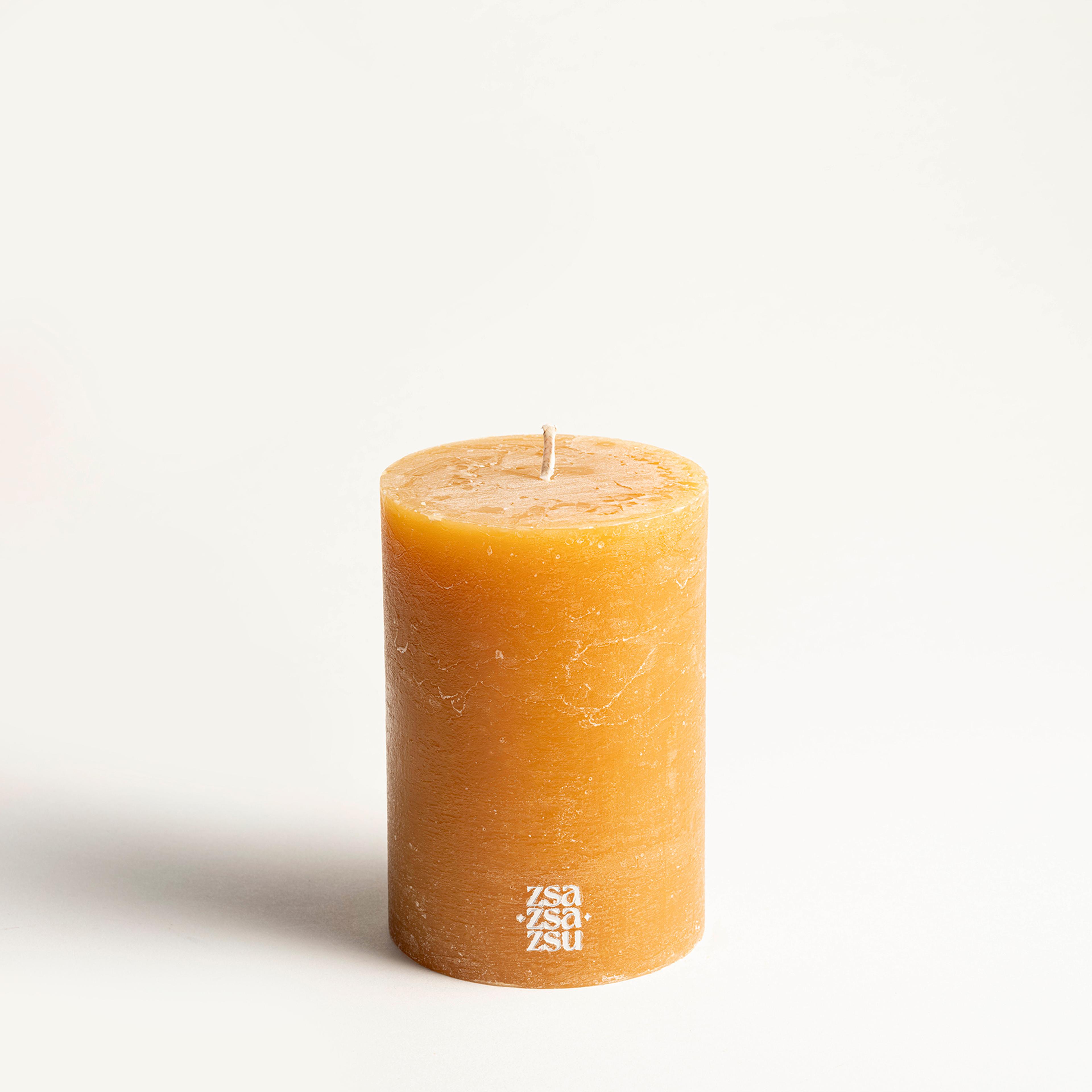 Deurne Parafın Mum 9x9x13 Cm Hardal