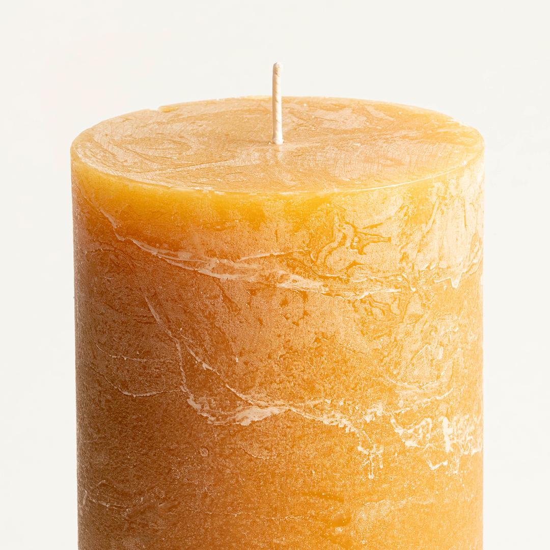 Deurne Parafın Mum 9x9x13 Cm Hardal
