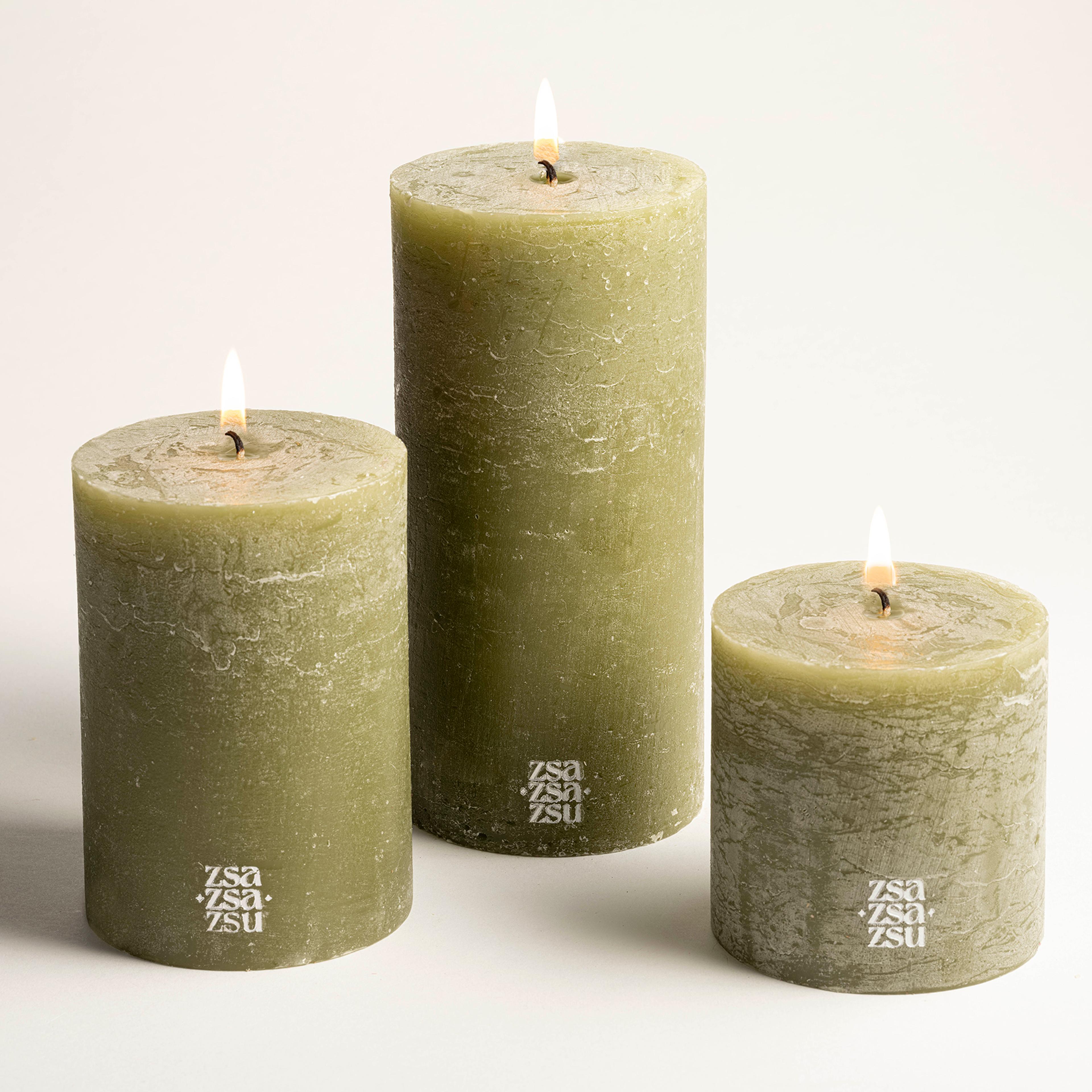 Deurne Parafın Mum 9x9x9 Cm Yeşil