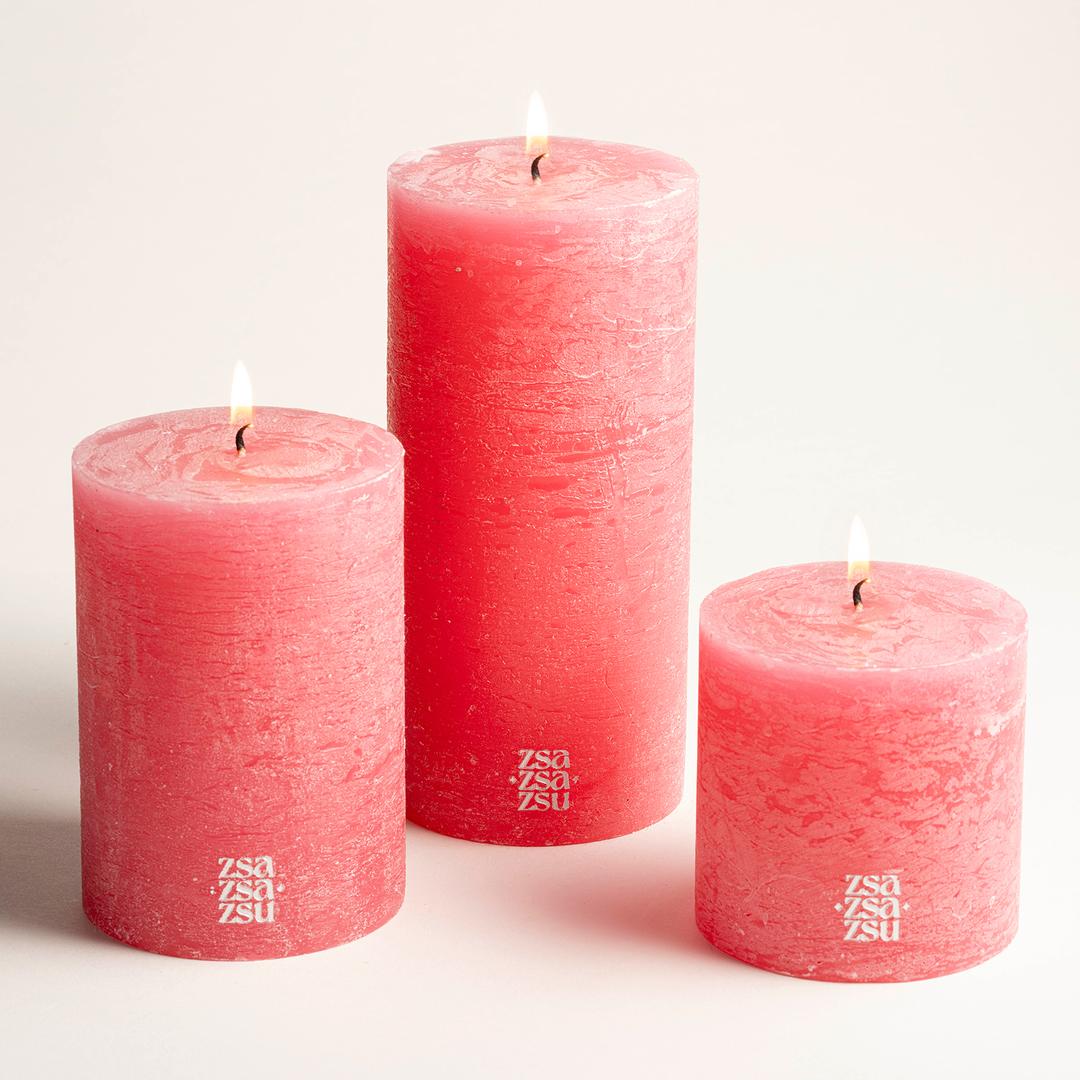 Deurne Parafın Mum 9x9x9 Cm Pembe