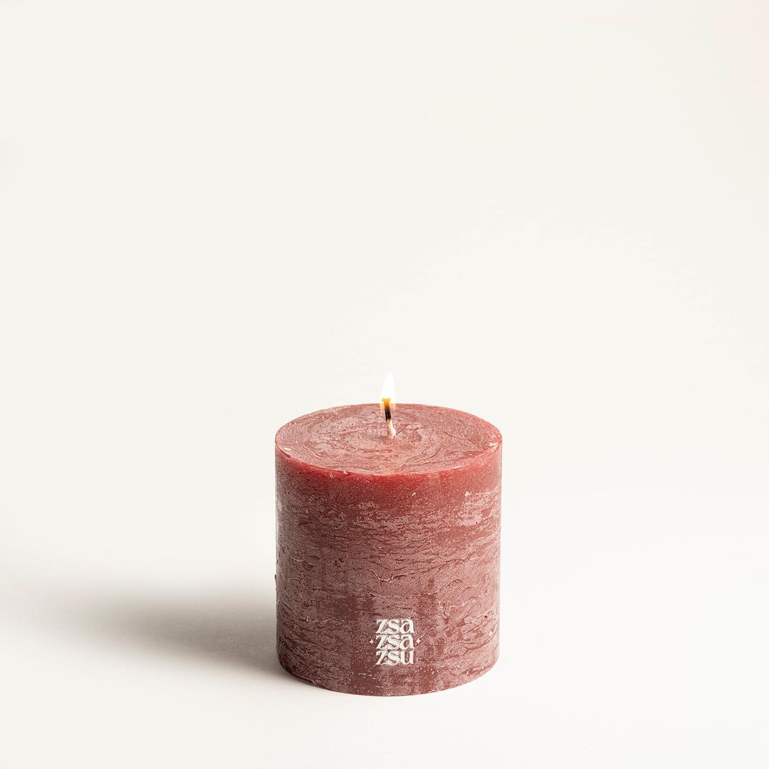 Deurne Parafın Mum 9x9x9 Cm Bordo
