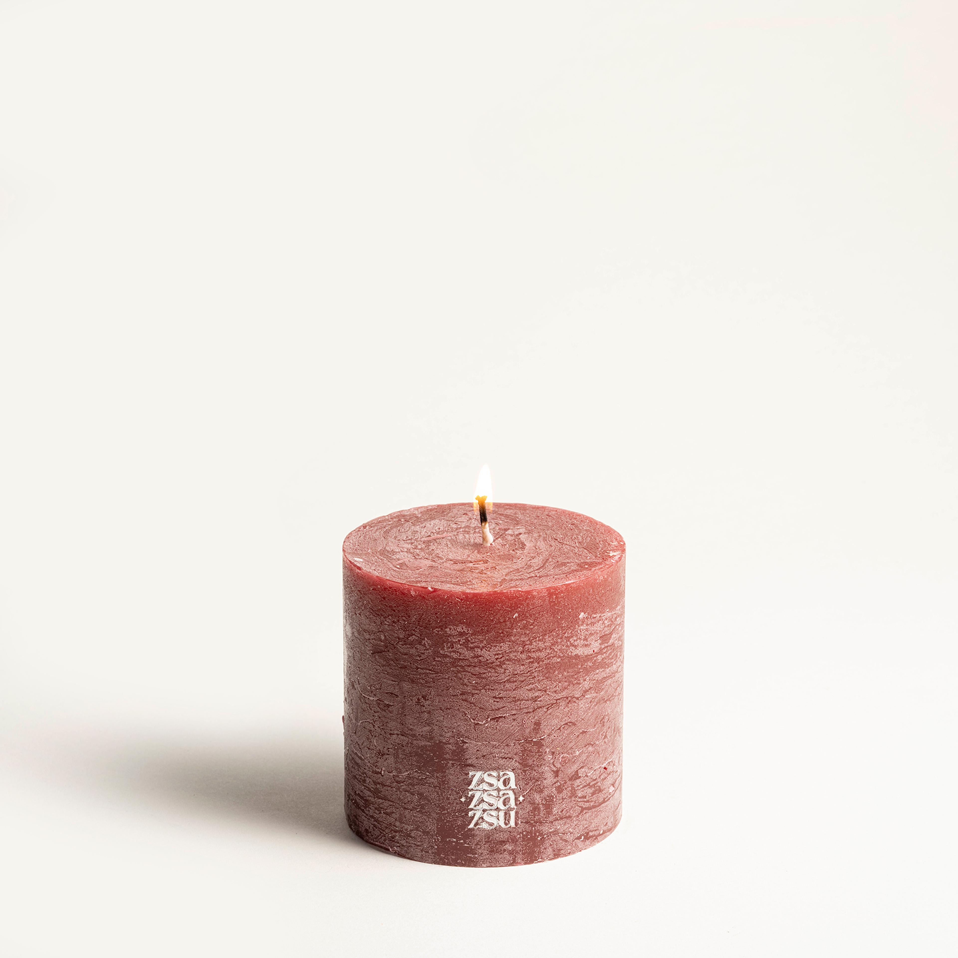 Deurne Parafın Mum 9x9x9 Cm Bordo