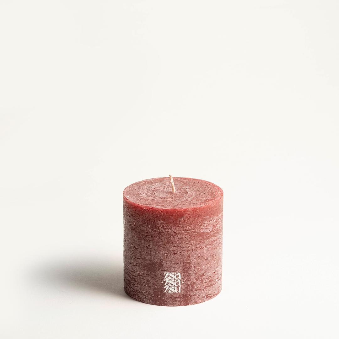 Deurne Parafın Mum 9x9x9 Cm Bordo