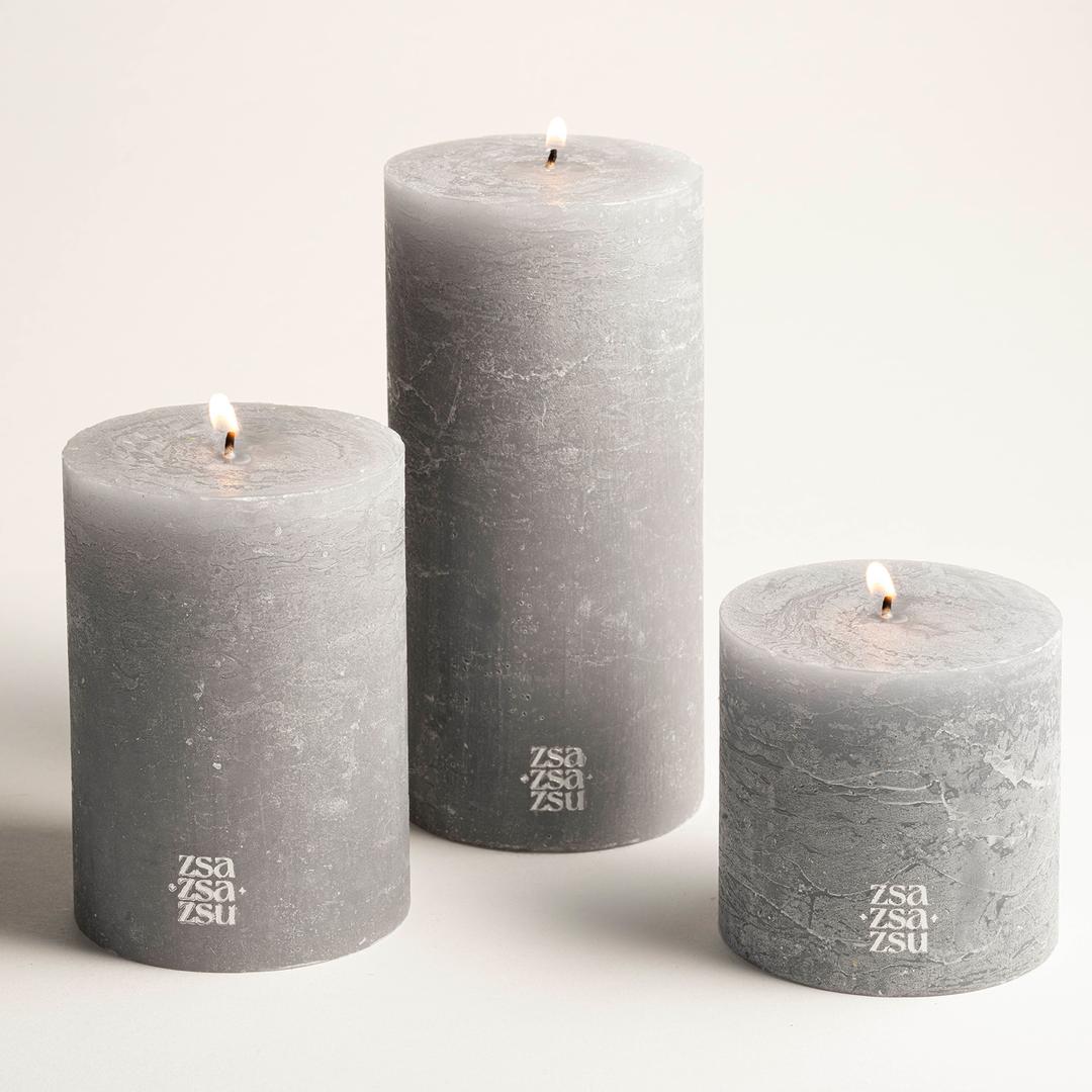 Deurne Parafın Mum 9x9x9 Cm Gri