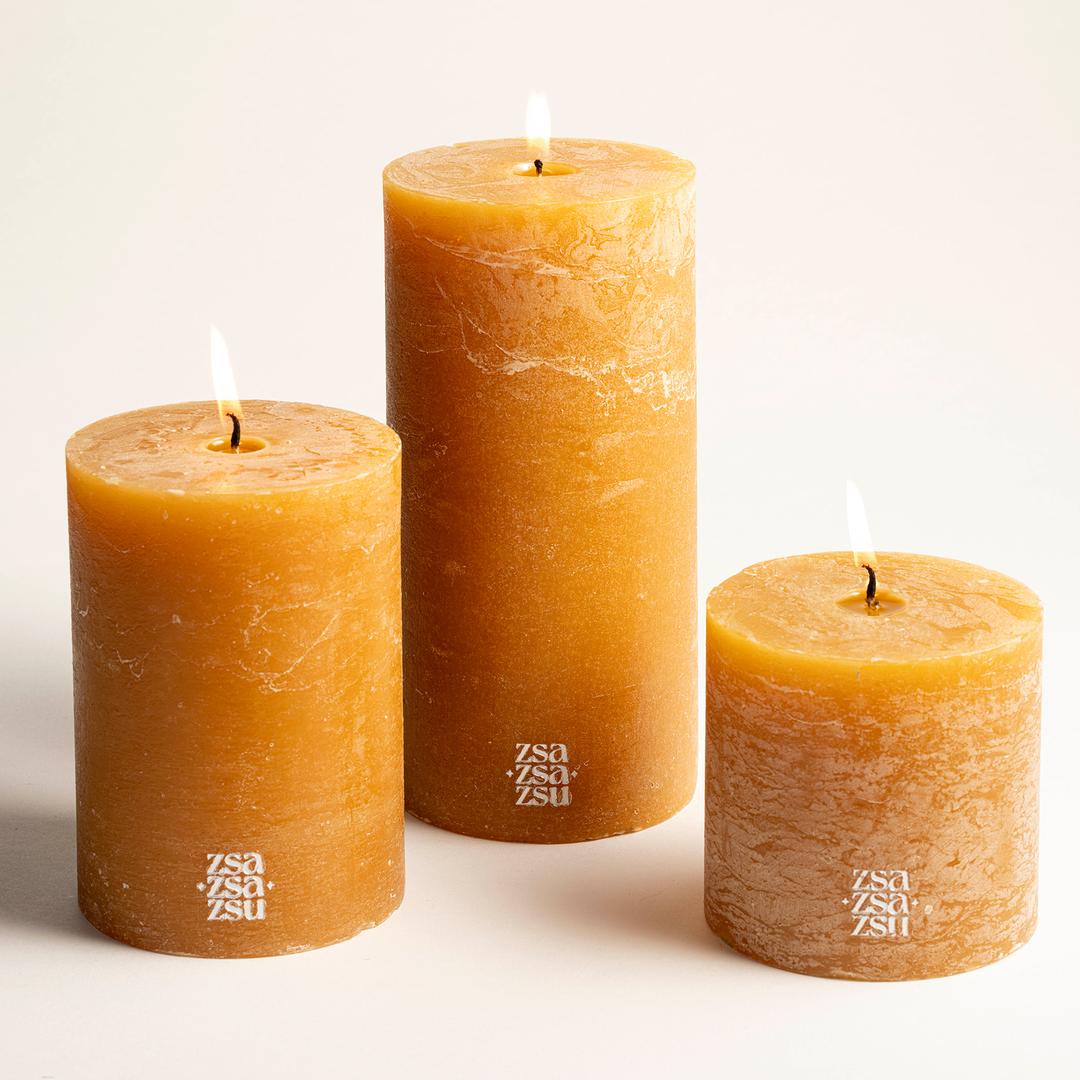 Deurne Parafın Mum 9x9x9 Cm Hardal