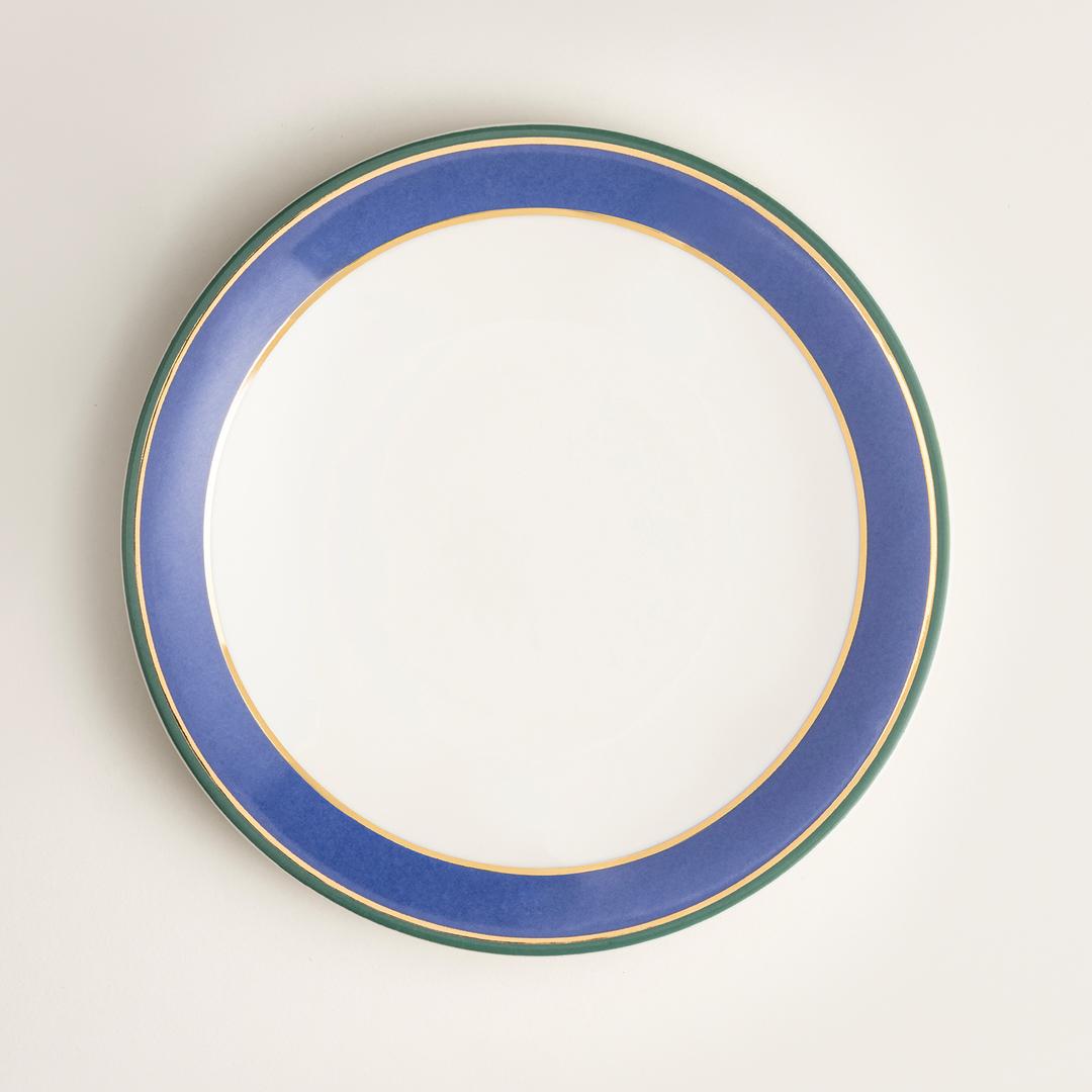 Gediz Porselen Yemek Tabağı 27 Cm Mavi - Yeşil