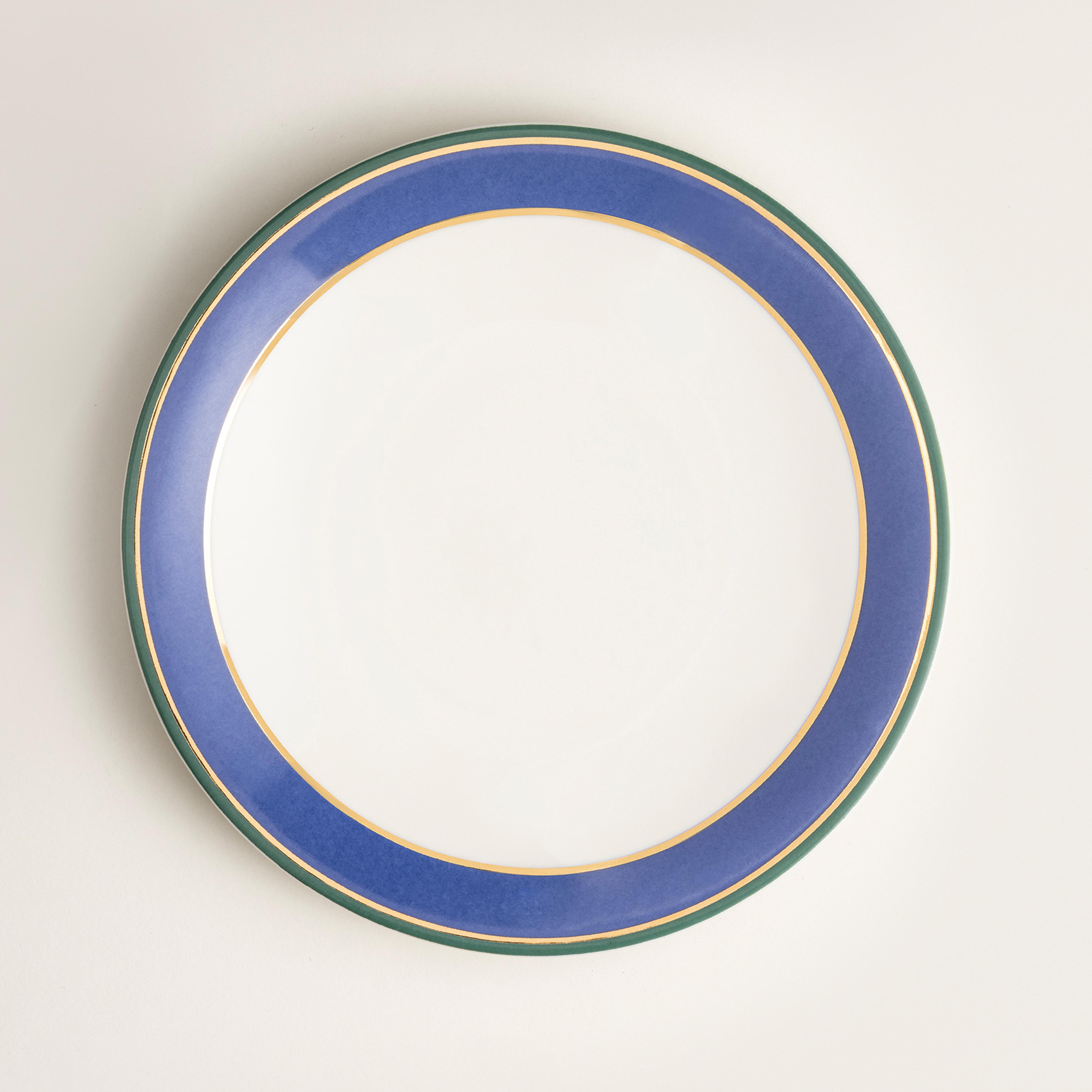 Gediz Porselen Yemek Tabağı 27 Cm Mavi - Yeşil