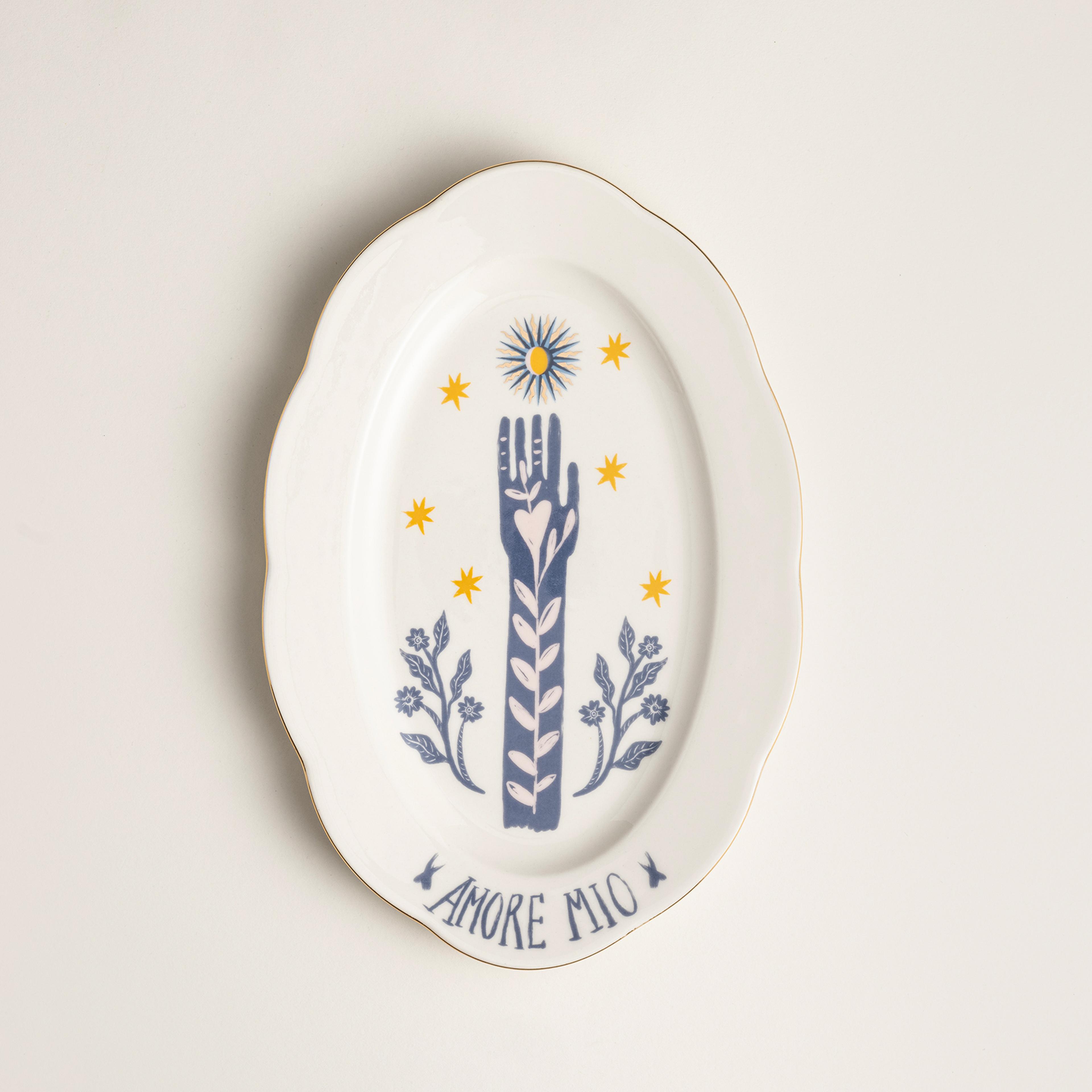 Emet Porselen Oval Tabak 20.5x30x2.6 Cm Mavi