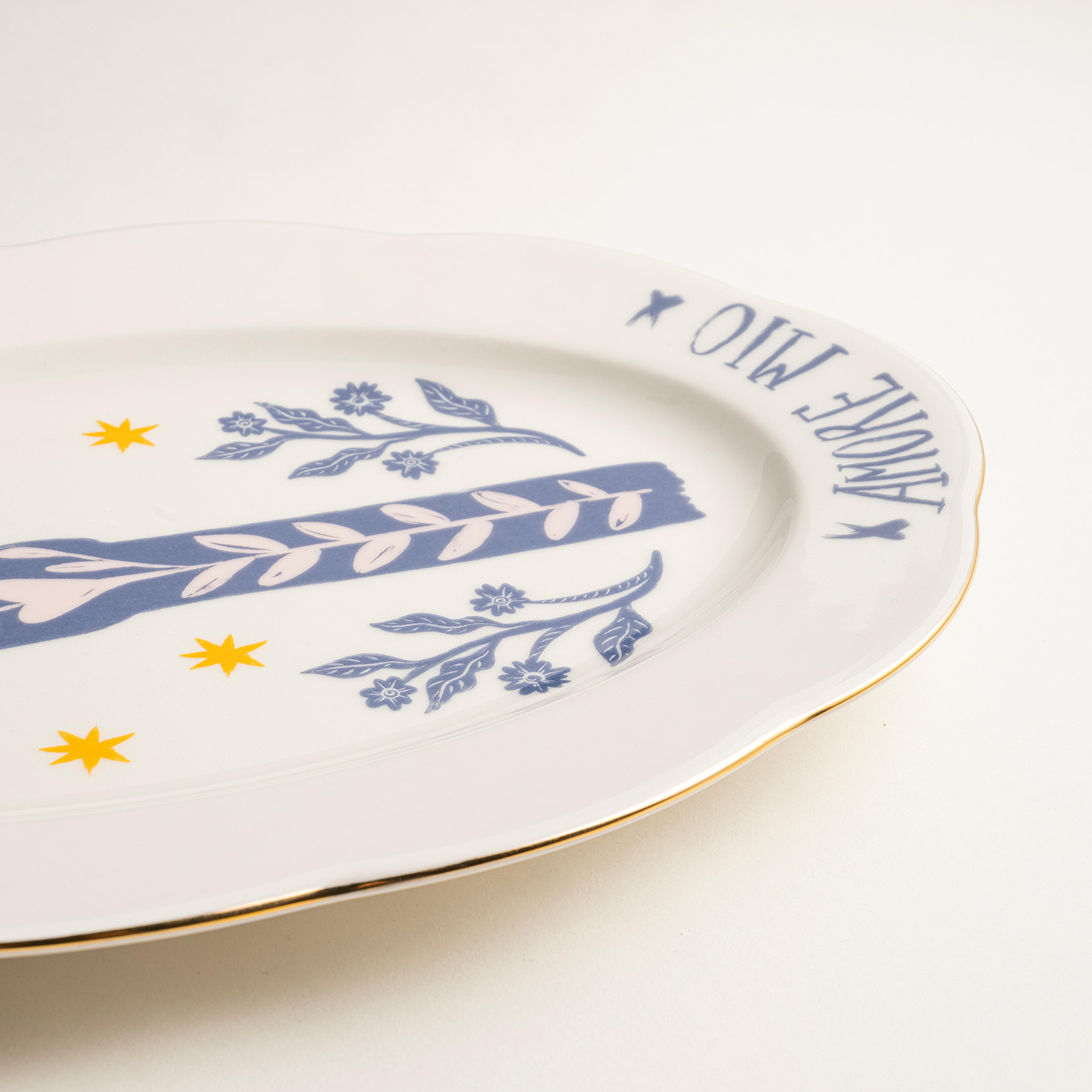 Emet Porselen Oval Tabak 20.5x30x2.6 Cm Mavi